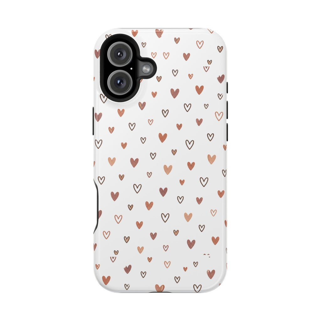 Heart Doodle Impact-Resistant Phone Case — Cute Neutral Tiny Hearts Design