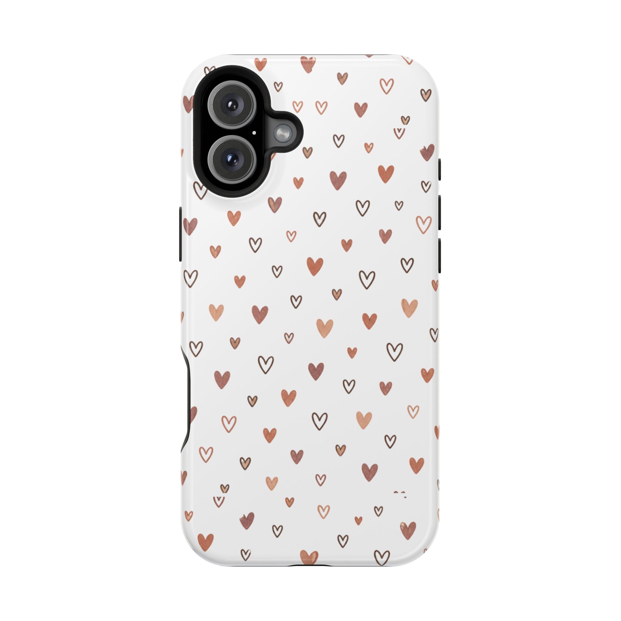 Heart Doodle Impact-Resistant Phone Case — Cute Neutral Tiny Hearts Design