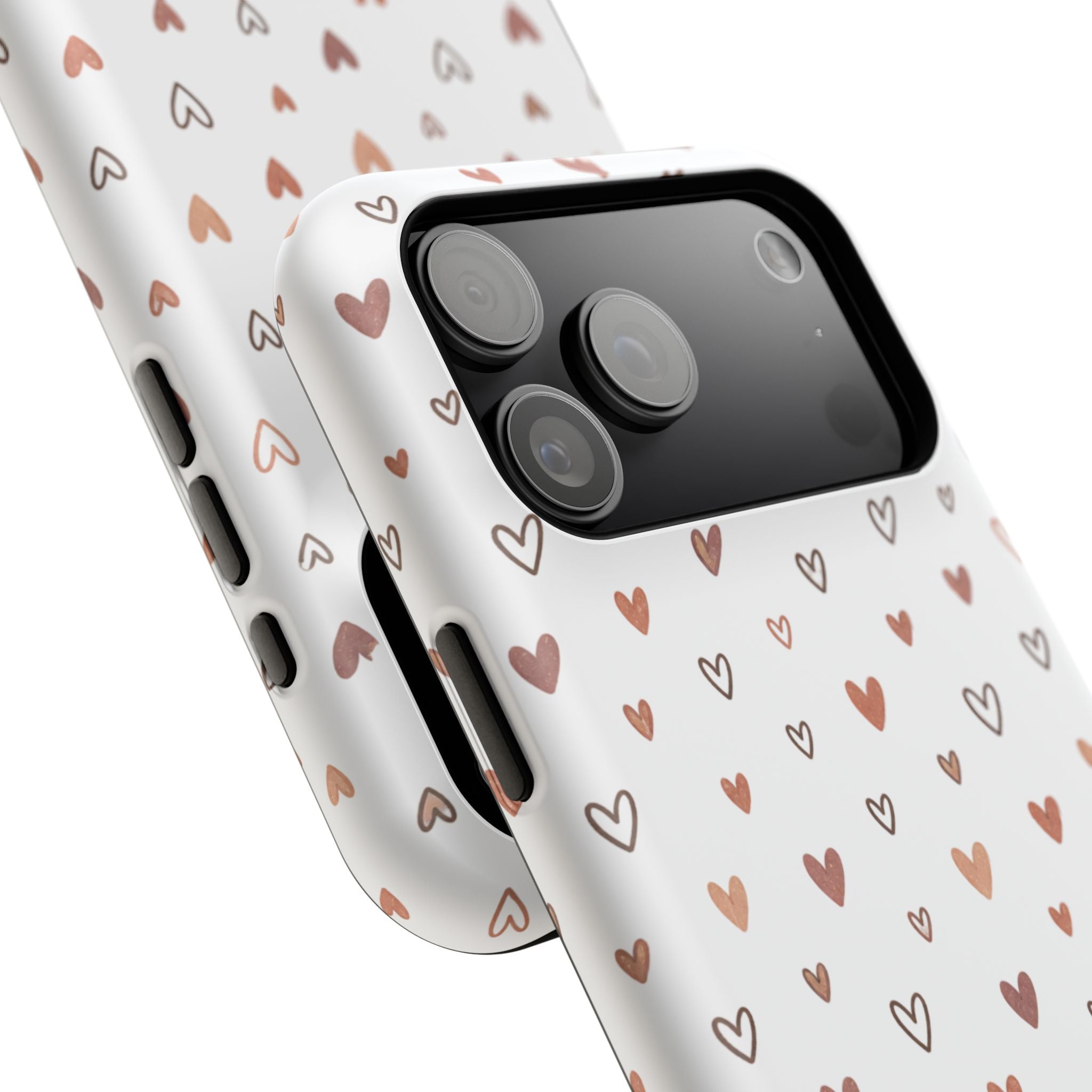 Heart Doodle Impact-Resistant Phone Case — Cute Neutral Tiny Hearts Design