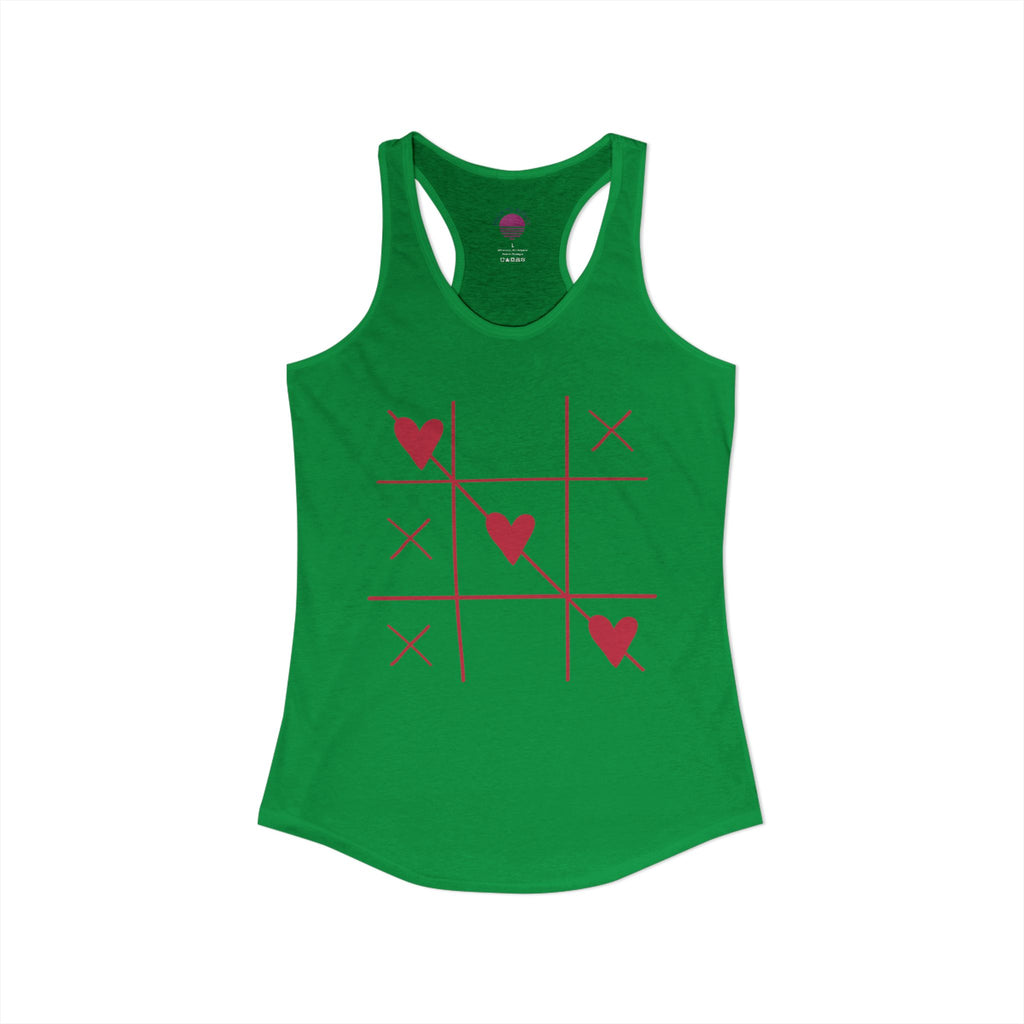 Heart Tic Tac Toe Women’s Racerback Tank — Cute Valentine’s Game Tee