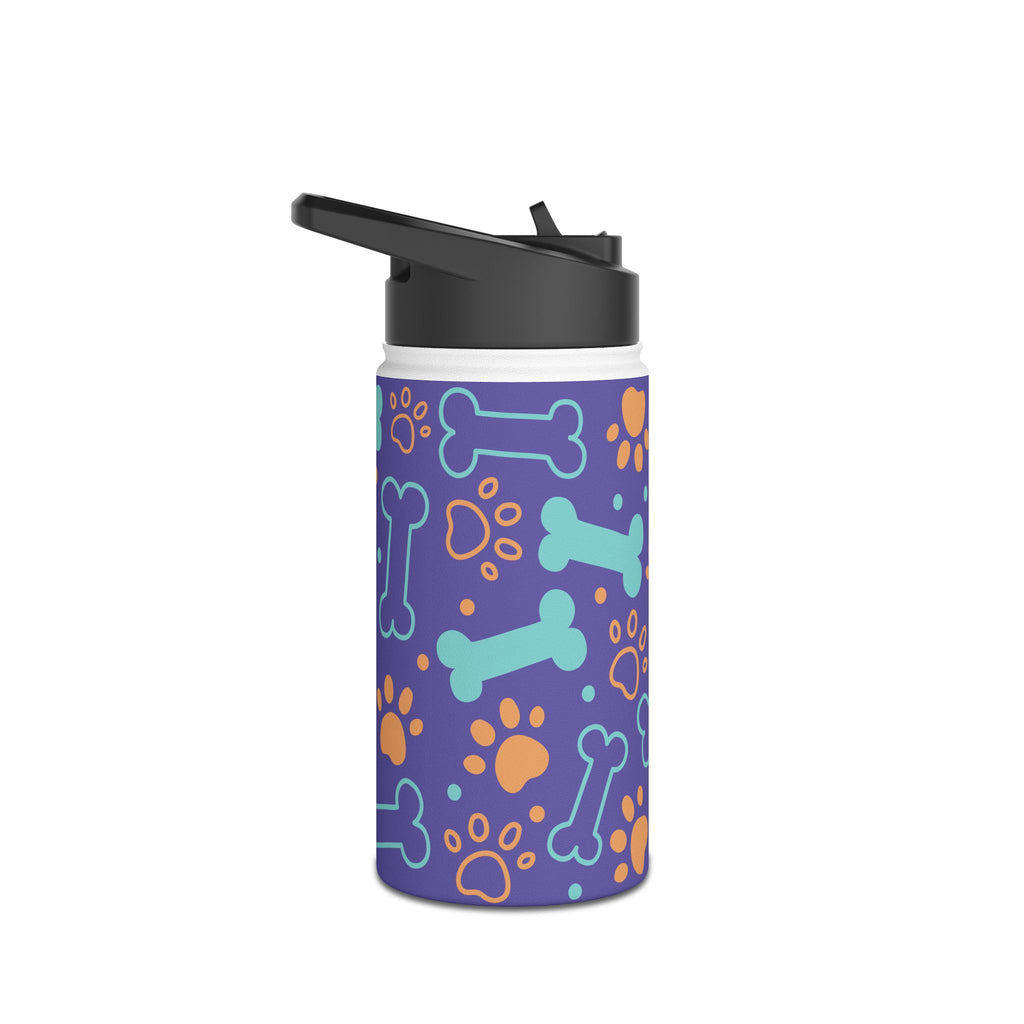 Dog Bone Paw Print Stainless Steel Water Bottle — Cute Pet Lover Insulated Bottle Printify