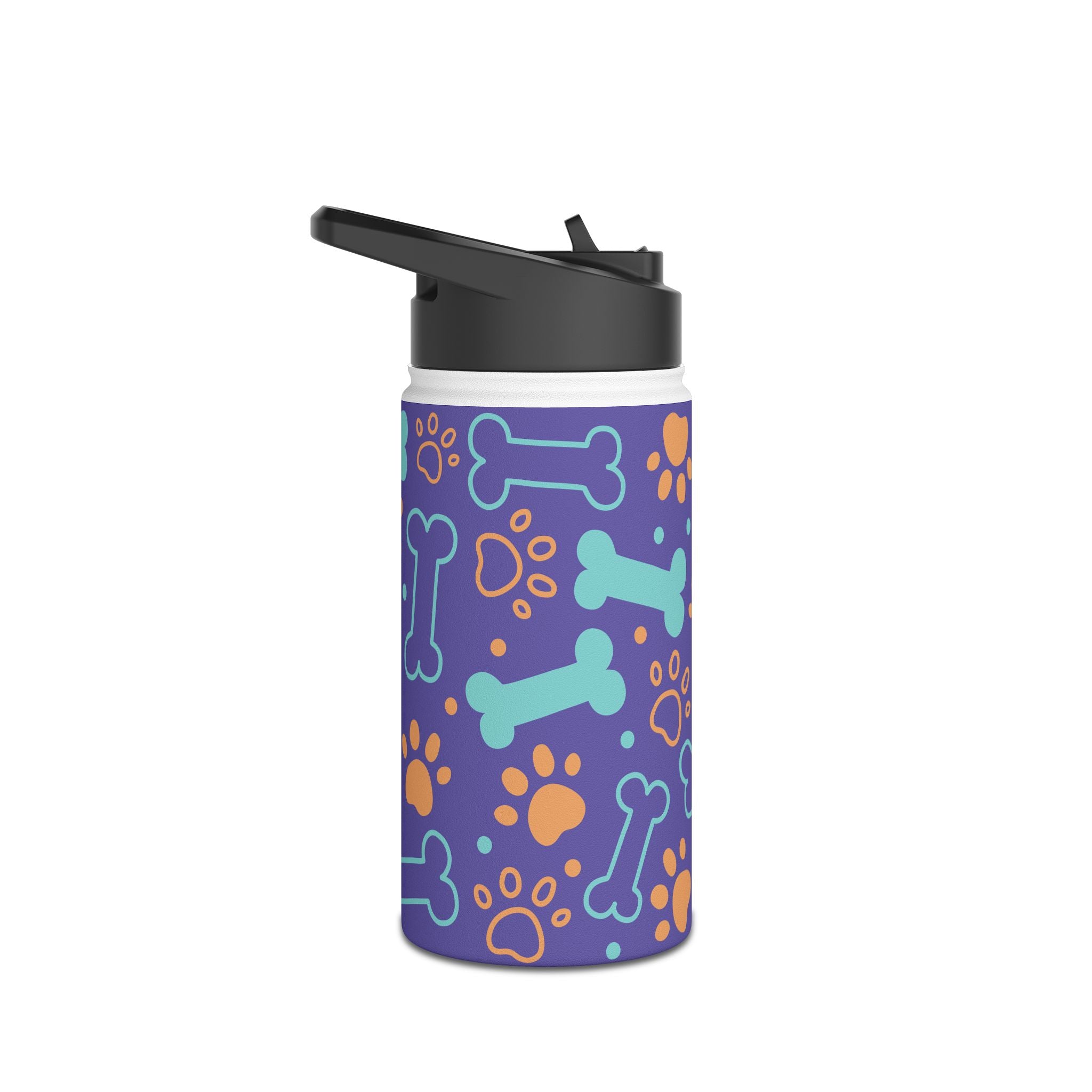 Dog Bone Paw Print Stainless Steel Water Bottle — Cute Pet Lover Insulated Bottle Printify