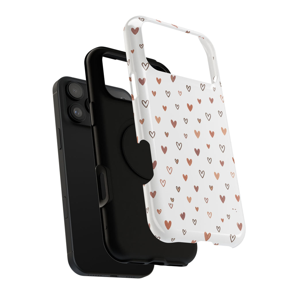 Heart Doodle Impact-Resistant Phone Case — Cute Neutral Tiny Hearts Design