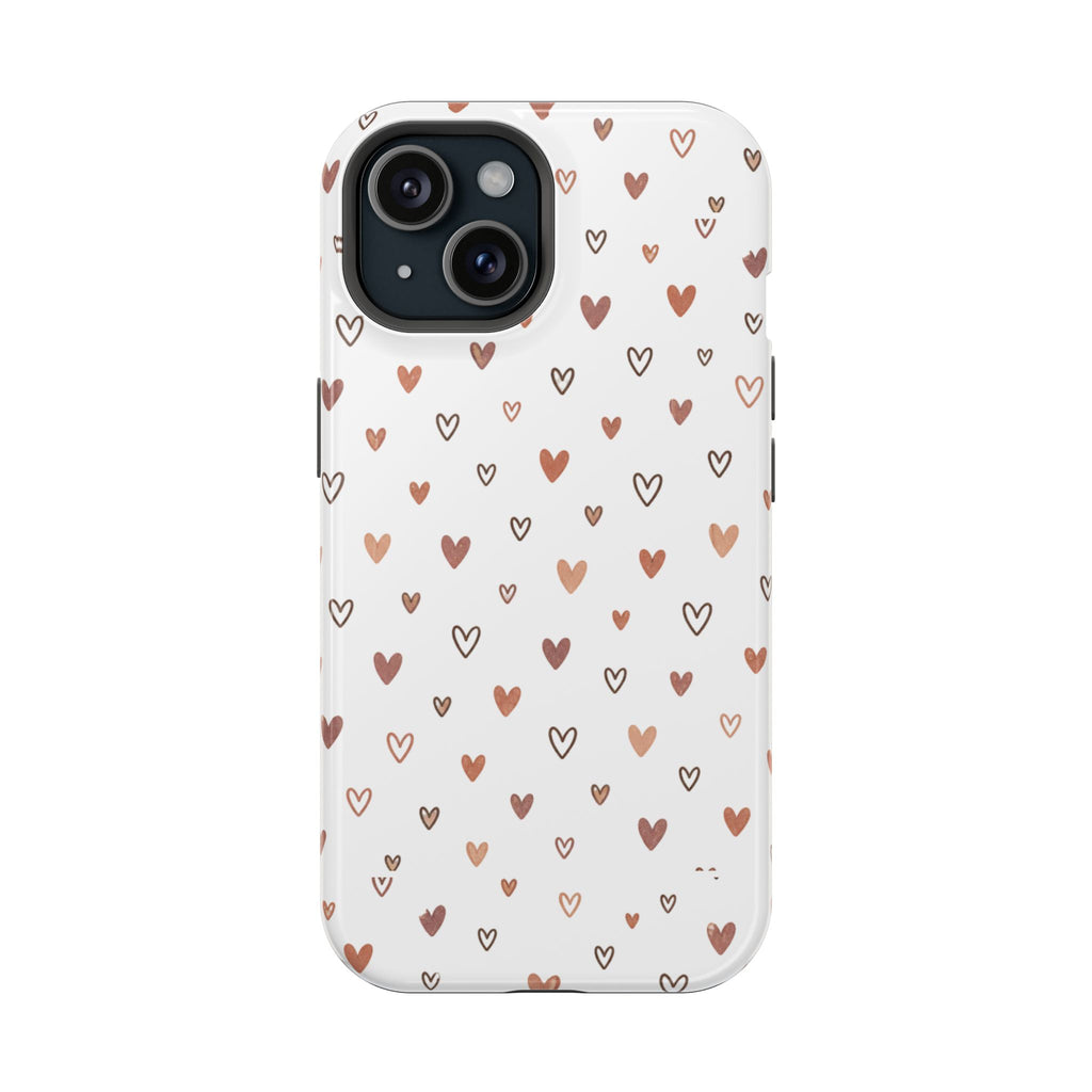 Heart Doodle Impact-Resistant Phone Case — Cute Neutral Tiny Hearts Design