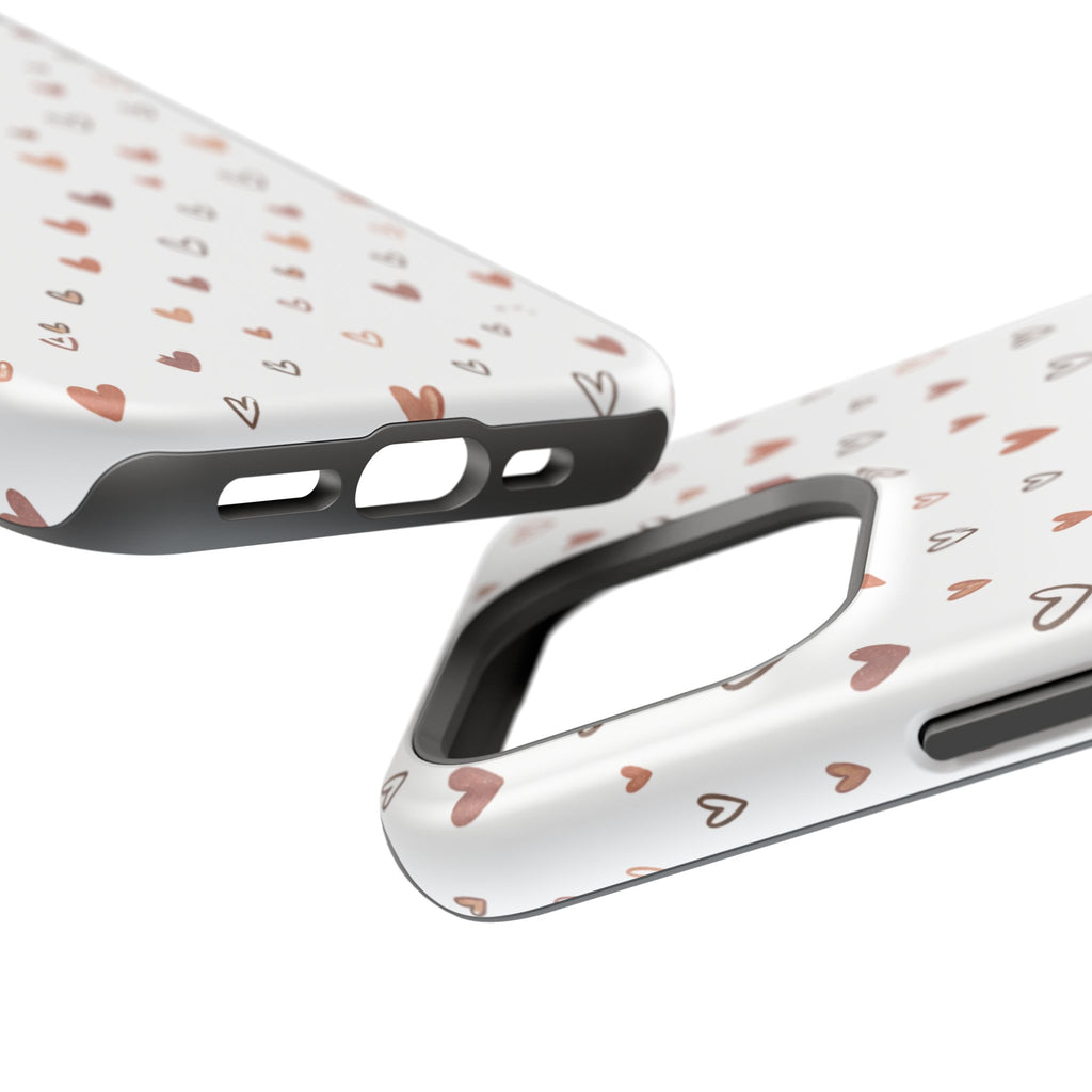 Heart Doodle Impact-Resistant Phone Case — Cute Neutral Tiny Hearts Design