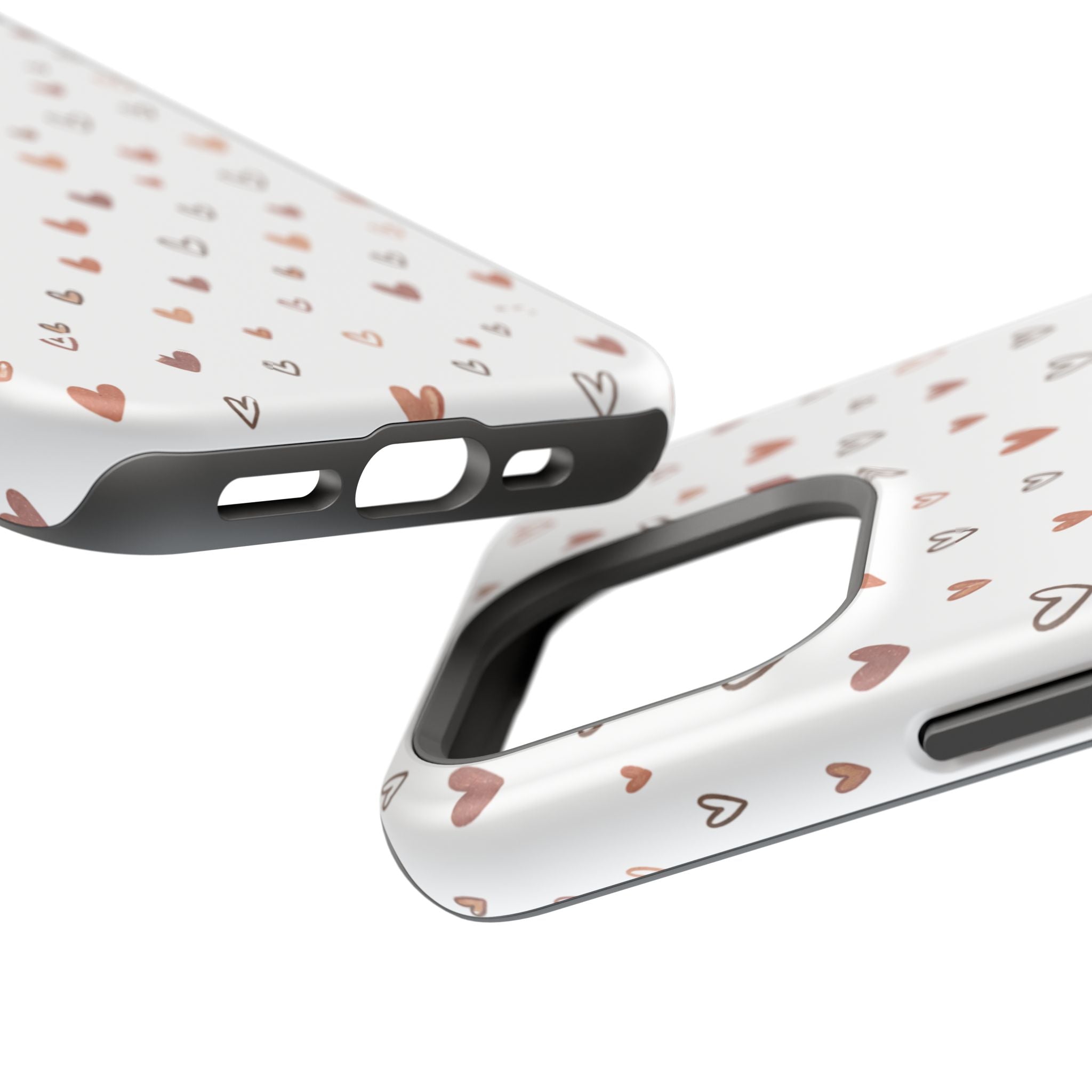 Heart Doodle Impact-Resistant Phone Case — Cute Neutral Tiny Hearts Design