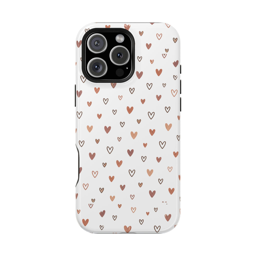 Heart Doodle Impact-Resistant Phone Case — Cute Neutral Tiny Hearts Design