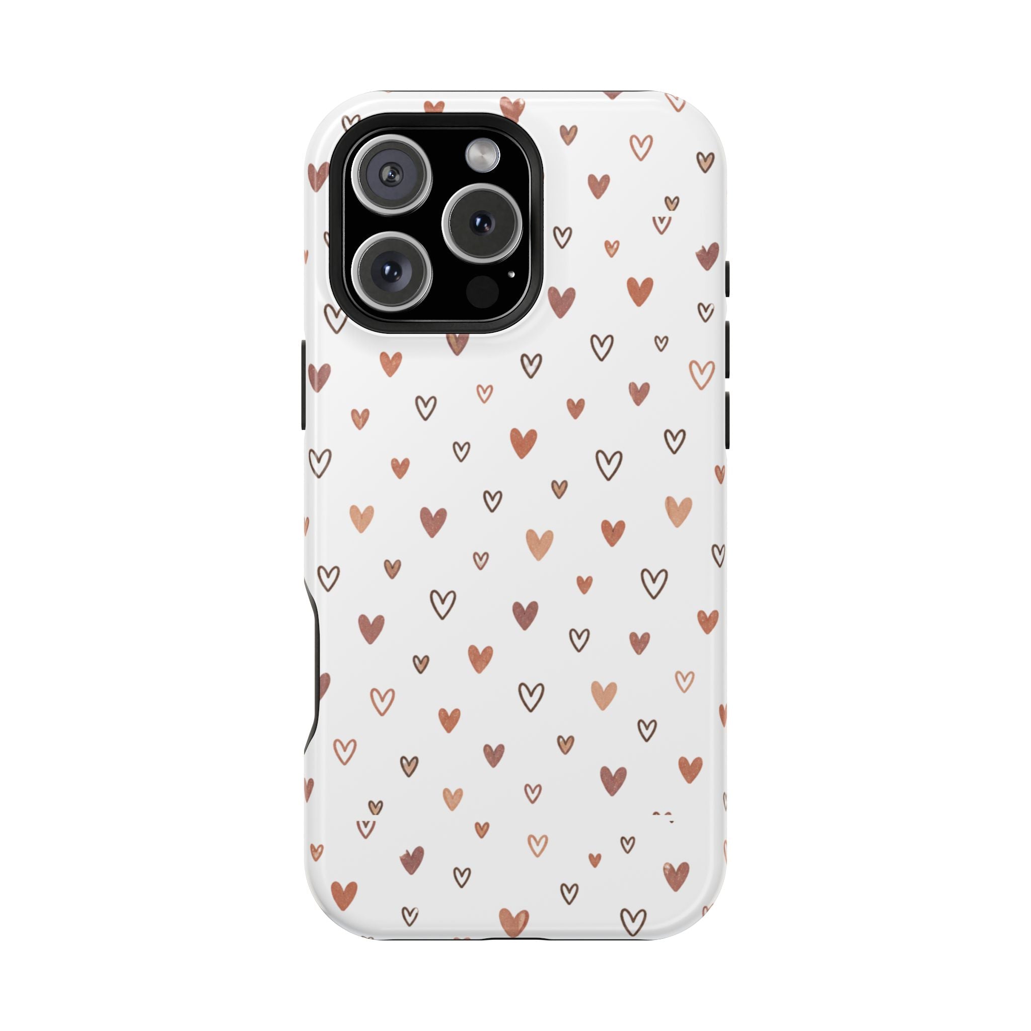 Heart Doodle Impact-Resistant Phone Case — Cute Neutral Tiny Hearts Design