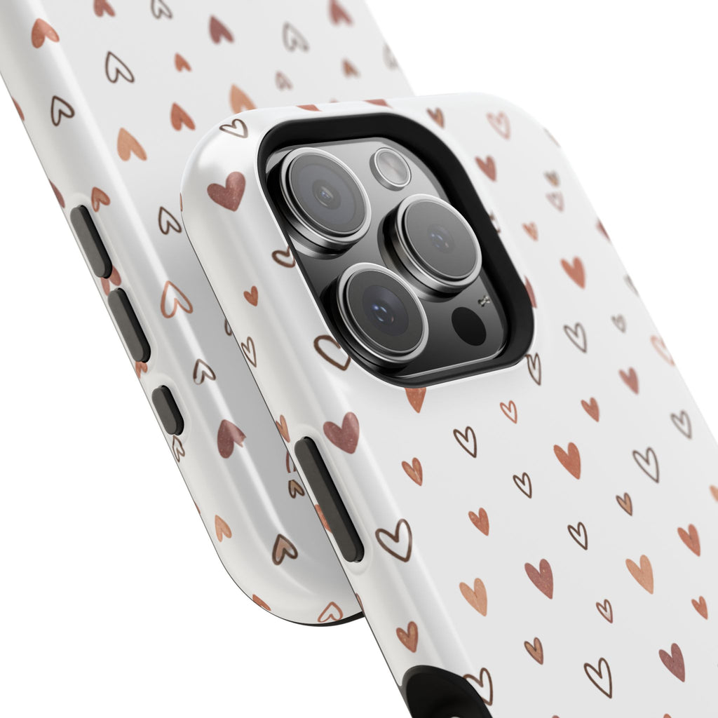 Heart Doodle Impact-Resistant Phone Case — Cute Neutral Tiny Hearts Design