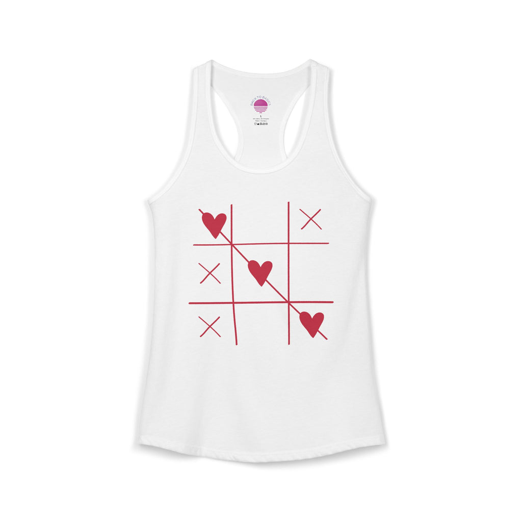 Heart Tic Tac Toe Women’s Racerback Tank — Cute Valentine’s Game Tee