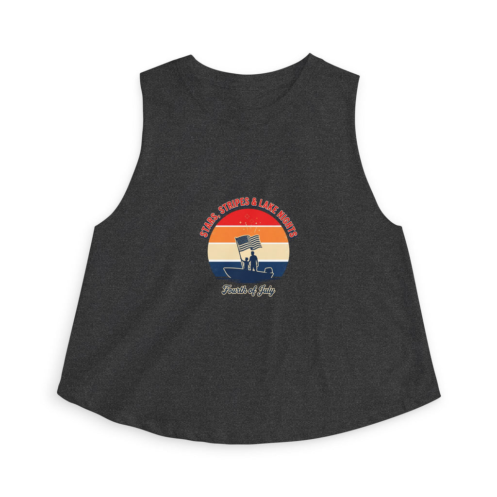 Fourth of July Retro Flag Crop Top — Faith, Freedom & Family Tank