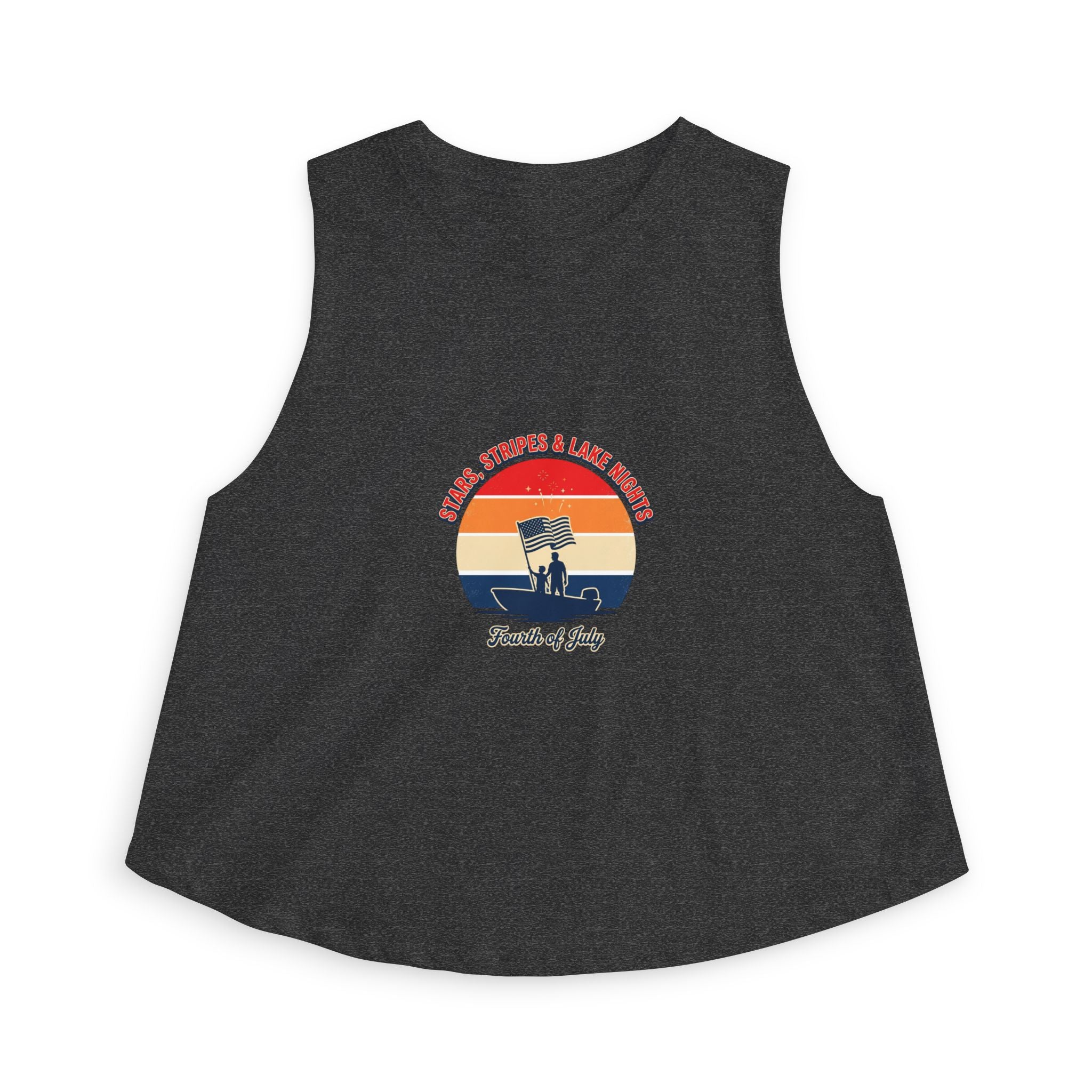 Fourth of July Retro Flag Crop Top — Faith, Freedom & Family Tank