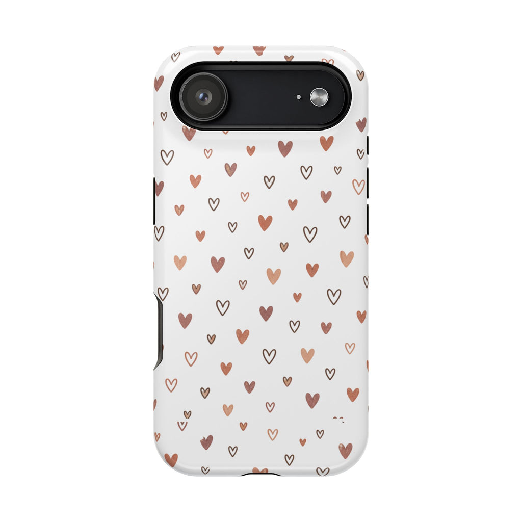 Heart Doodle Impact-Resistant Phone Case — Cute Neutral Tiny Hearts Design