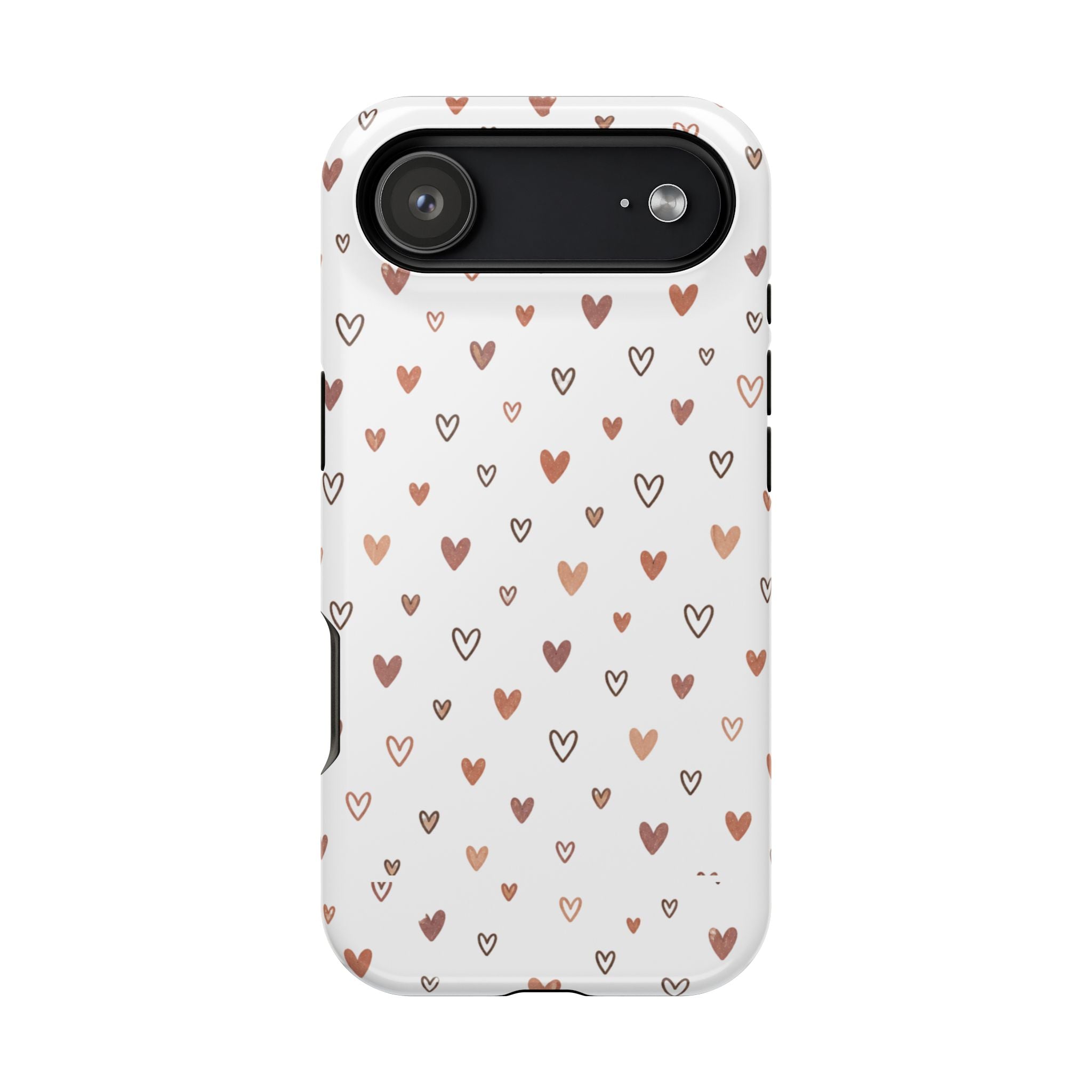 Heart Doodle Impact-Resistant Phone Case — Cute Neutral Tiny Hearts Design