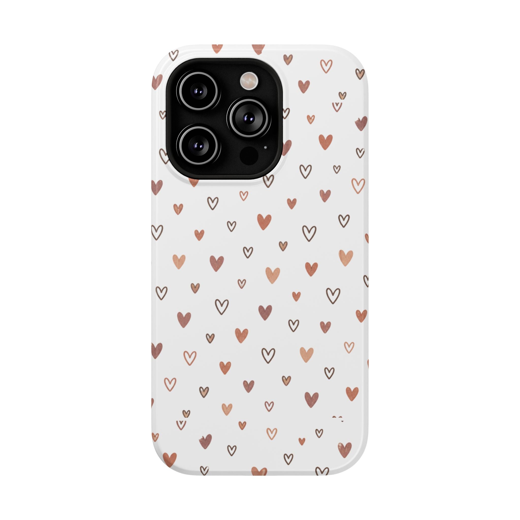 Heart Doodle Impact-Resistant Phone Case — Cute Neutral Tiny Hearts Design