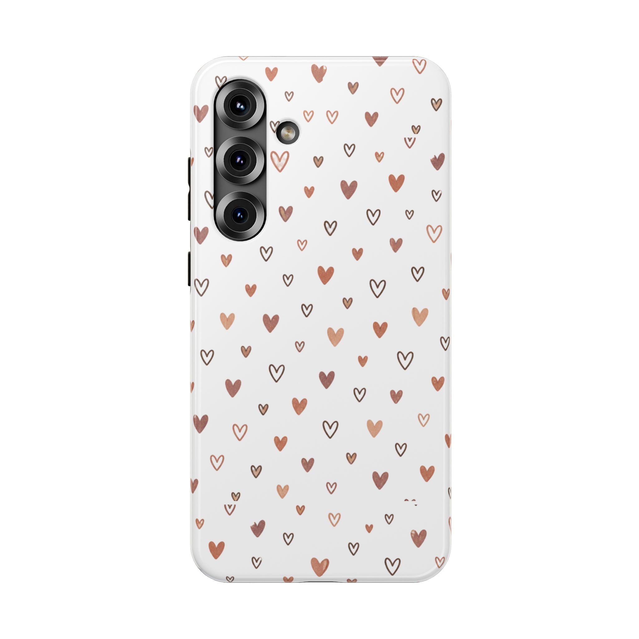 Heart Doodle Impact-Resistant Phone Case — Cute Neutral Tiny Hearts Design