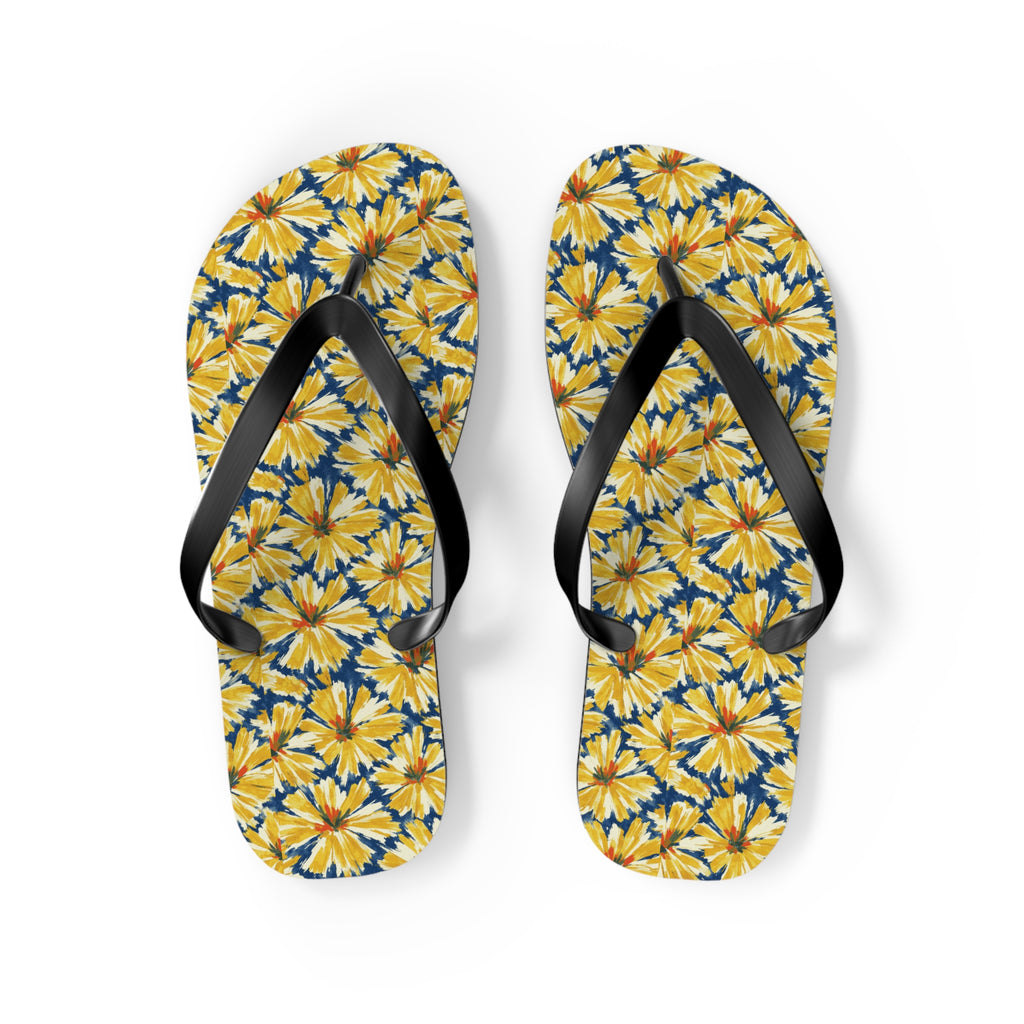 Yellow Daisy Flip Flops – Floral Beach Sandals Printify