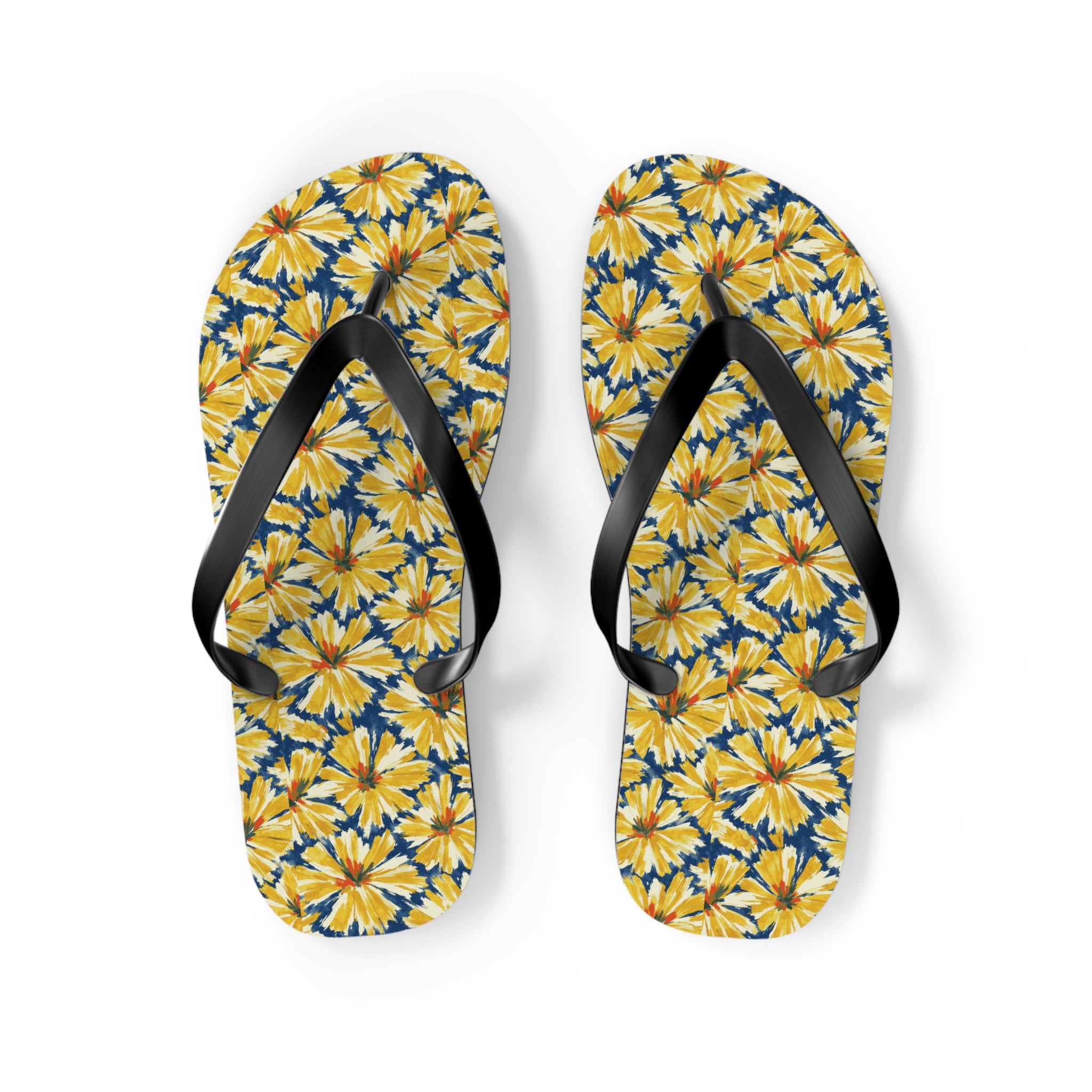 Yellow Daisy Flip Flops – Floral Beach Sandals Printify