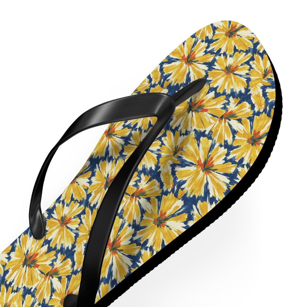 Yellow Daisy Flip Flops – Floral Beach Sandals Printify