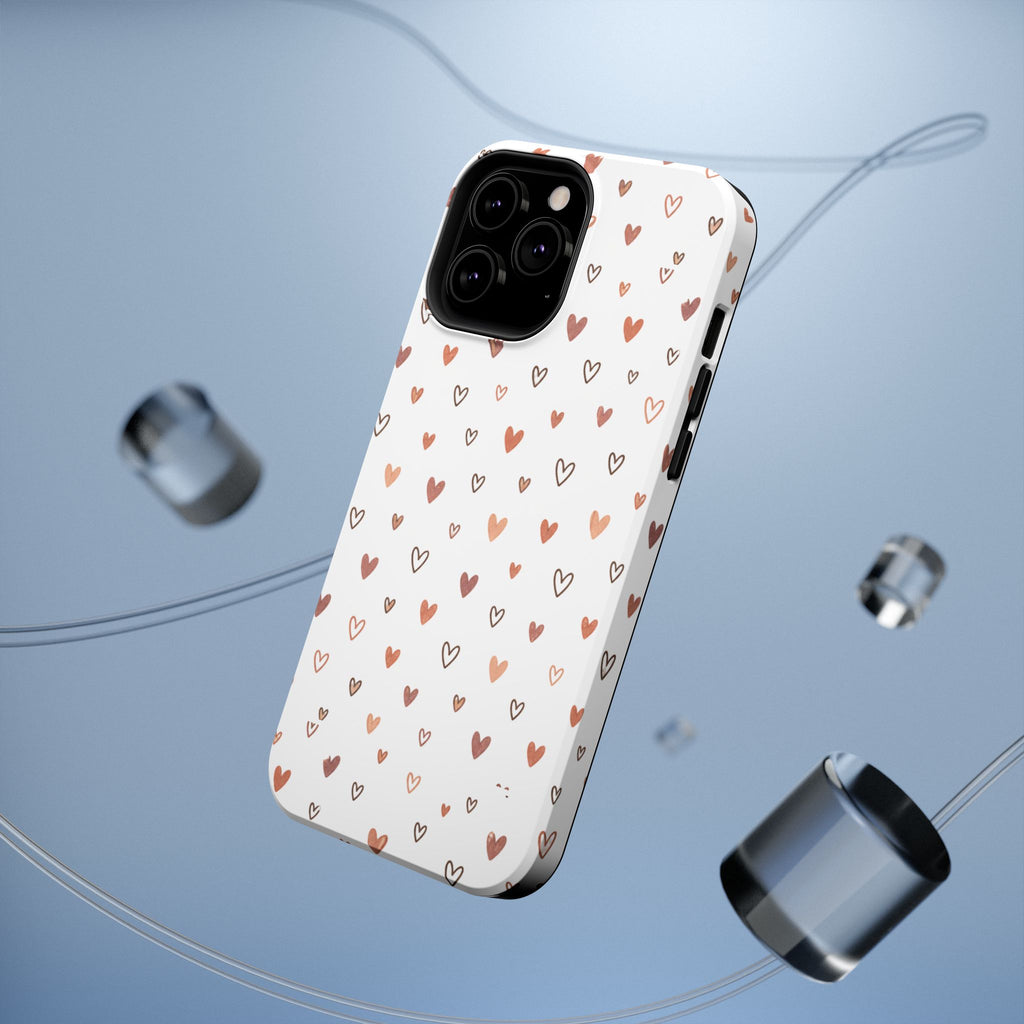 Heart Doodle Impact-Resistant Phone Case — Cute Neutral Tiny Hearts Design
