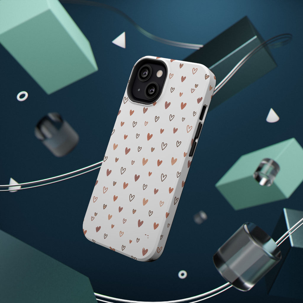 Heart Doodle Impact-Resistant Phone Case — Cute Neutral Tiny Hearts Design