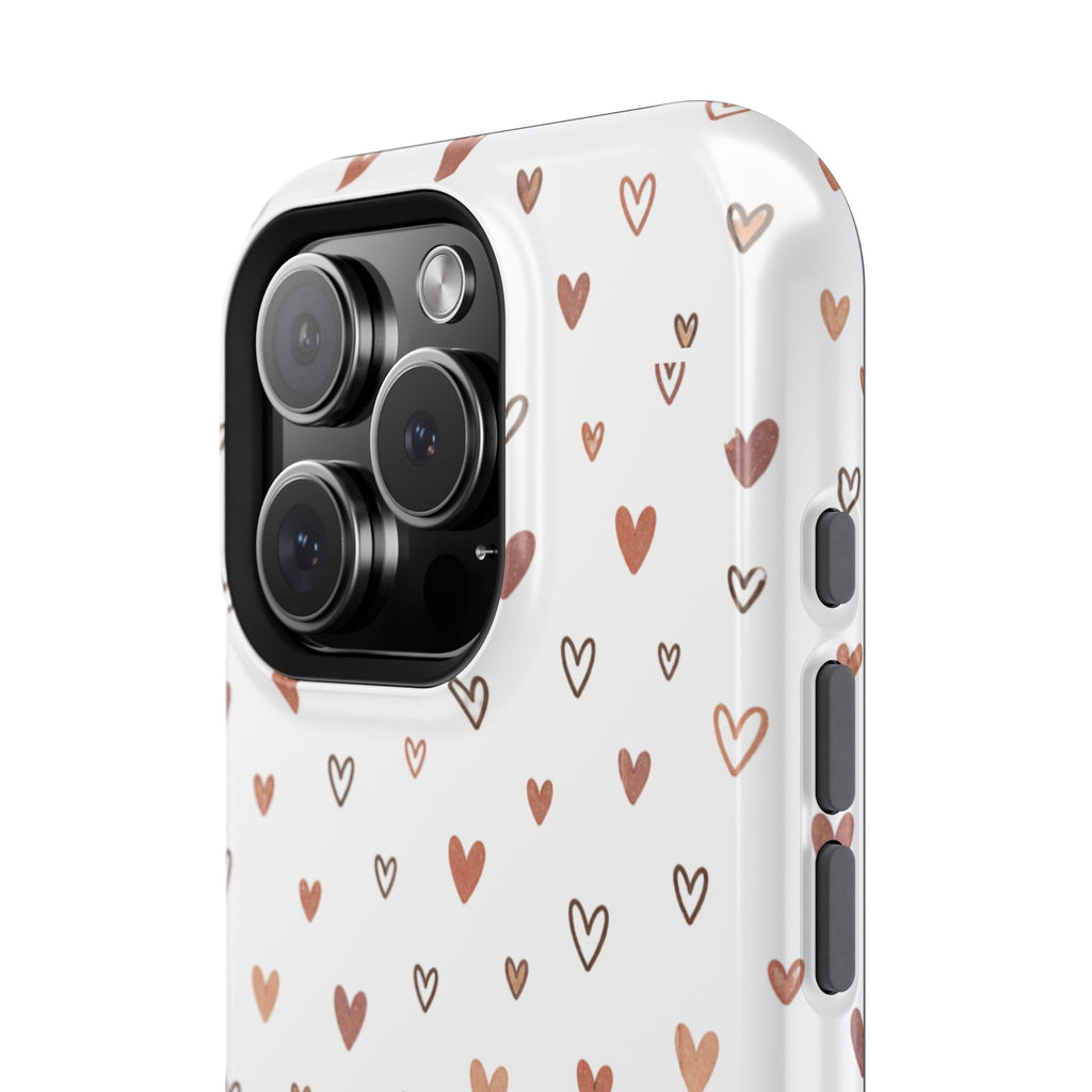 Heart Doodle Impact-Resistant Phone Case — Cute Neutral Tiny Hearts Design