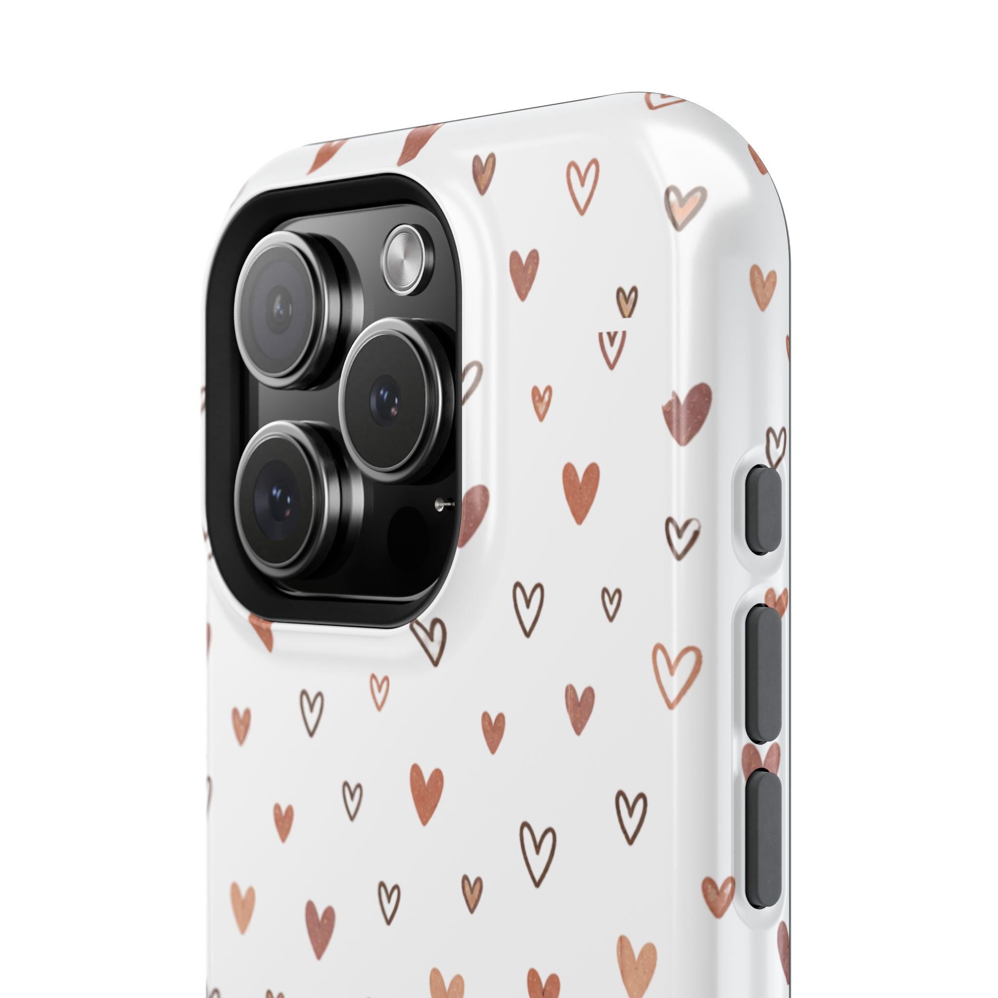 Heart Doodle Impact-Resistant Phone Case — Cute Neutral Tiny Hearts Design
