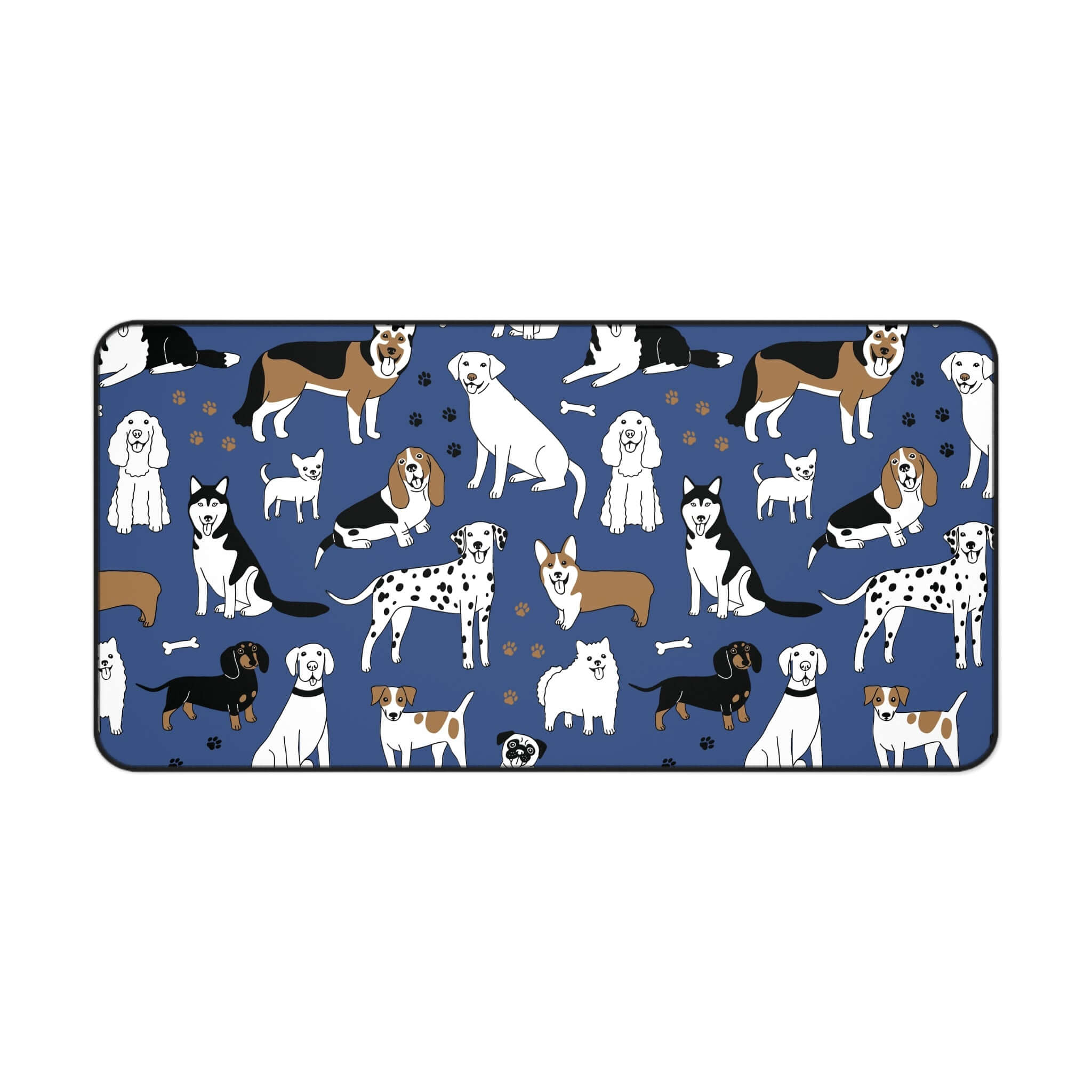 Dog Pattern Desk Mat — Blue Cute Puppy Desk Pad for Pet Lovers