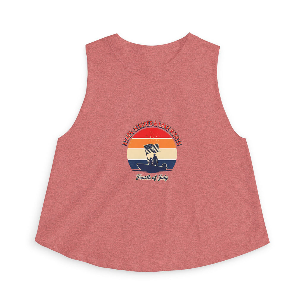 Fourth of July Retro Flag Crop Top — Faith, Freedom & Family Tank