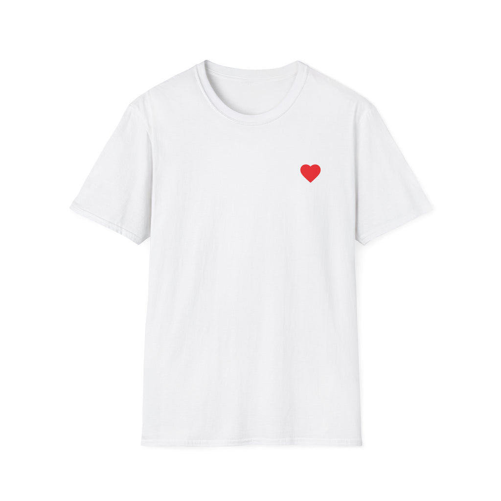Minimal Red Heart Tee — Small Heart Chest Graphic T-Shirt