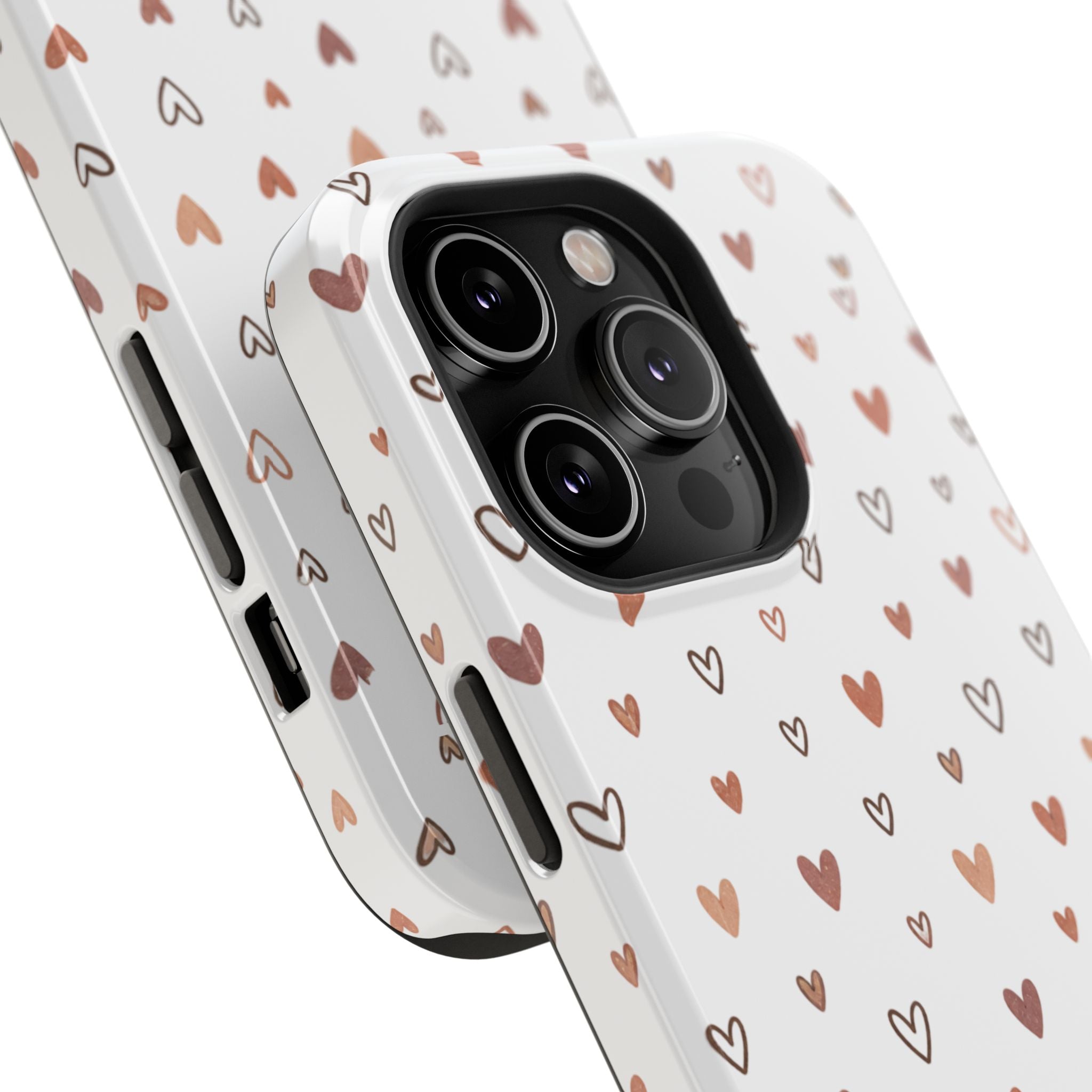 Heart Doodle Impact-Resistant Phone Case — Cute Neutral Tiny Hearts Design