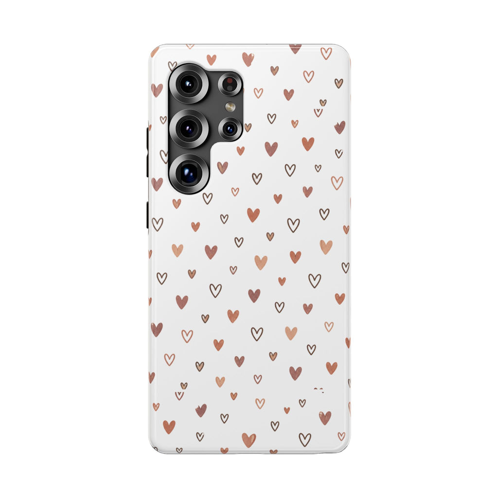 Heart Doodle Impact-Resistant Phone Case — Cute Neutral Tiny Hearts Design