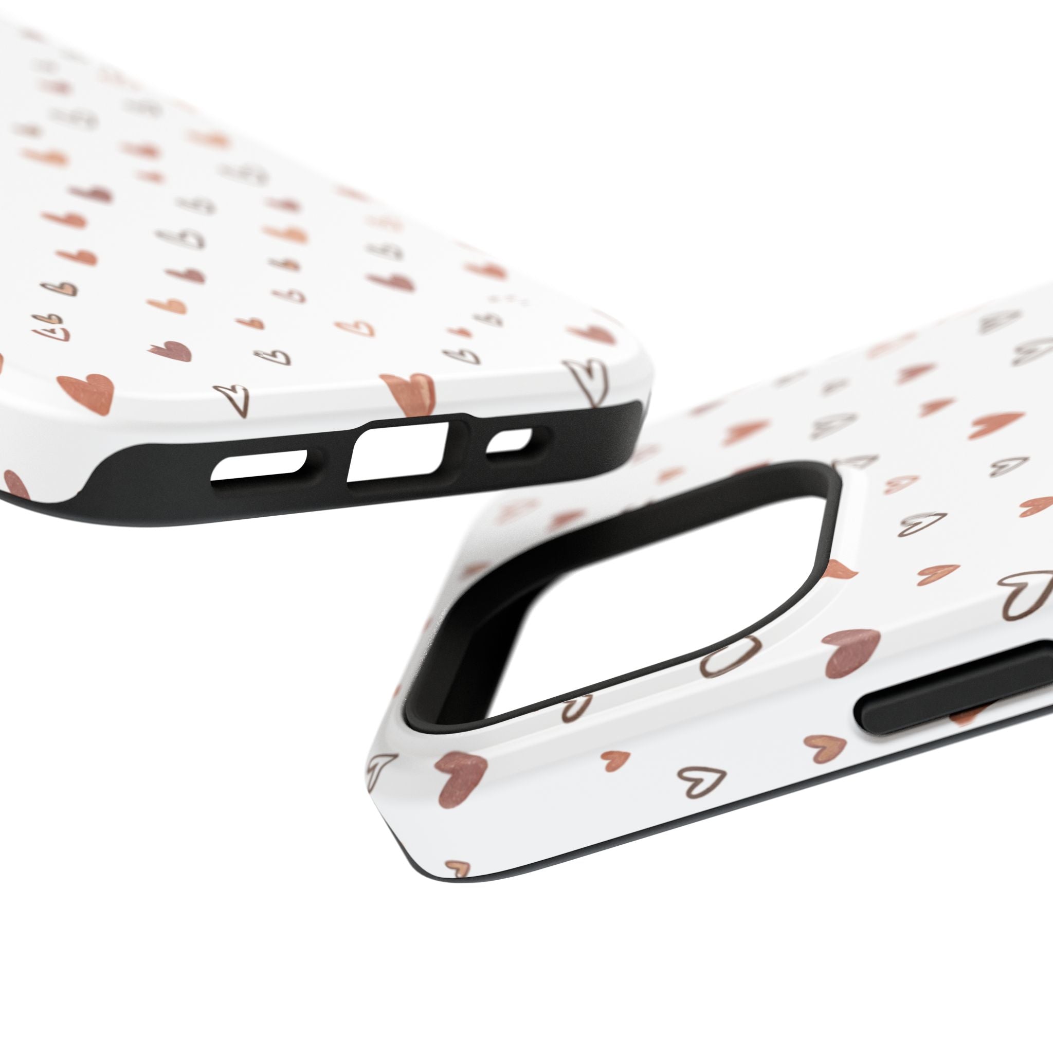 Heart Doodle Impact-Resistant Phone Case — Cute Neutral Tiny Hearts Design