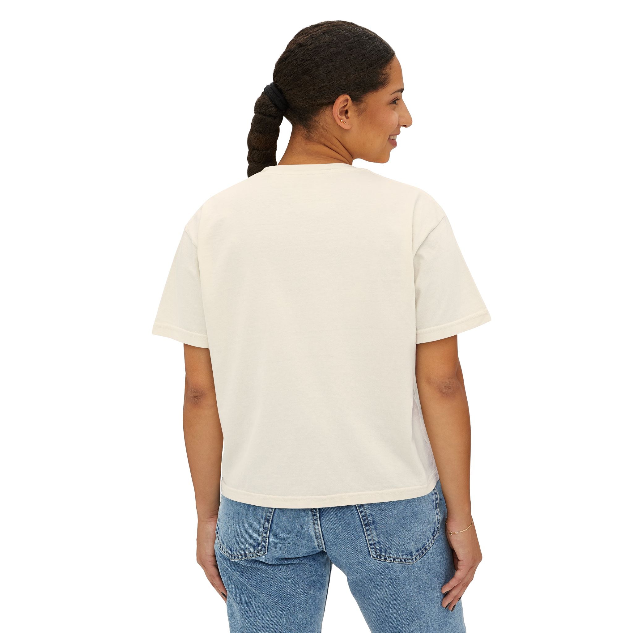Cute Cosmic Cat Boxy Tee — Women's Graphic T-Shirt