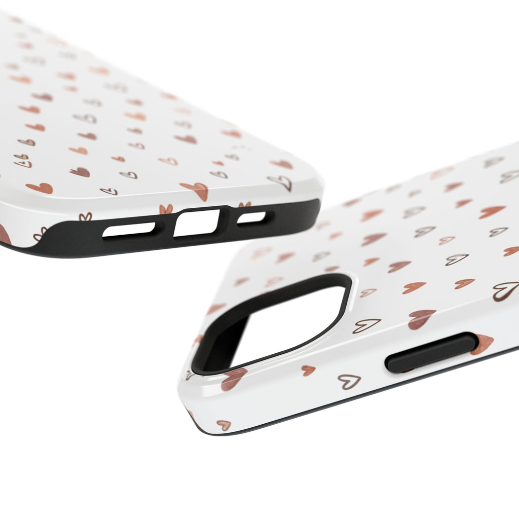 Heart Doodle Impact-Resistant Phone Case — Cute Neutral Tiny Hearts Design