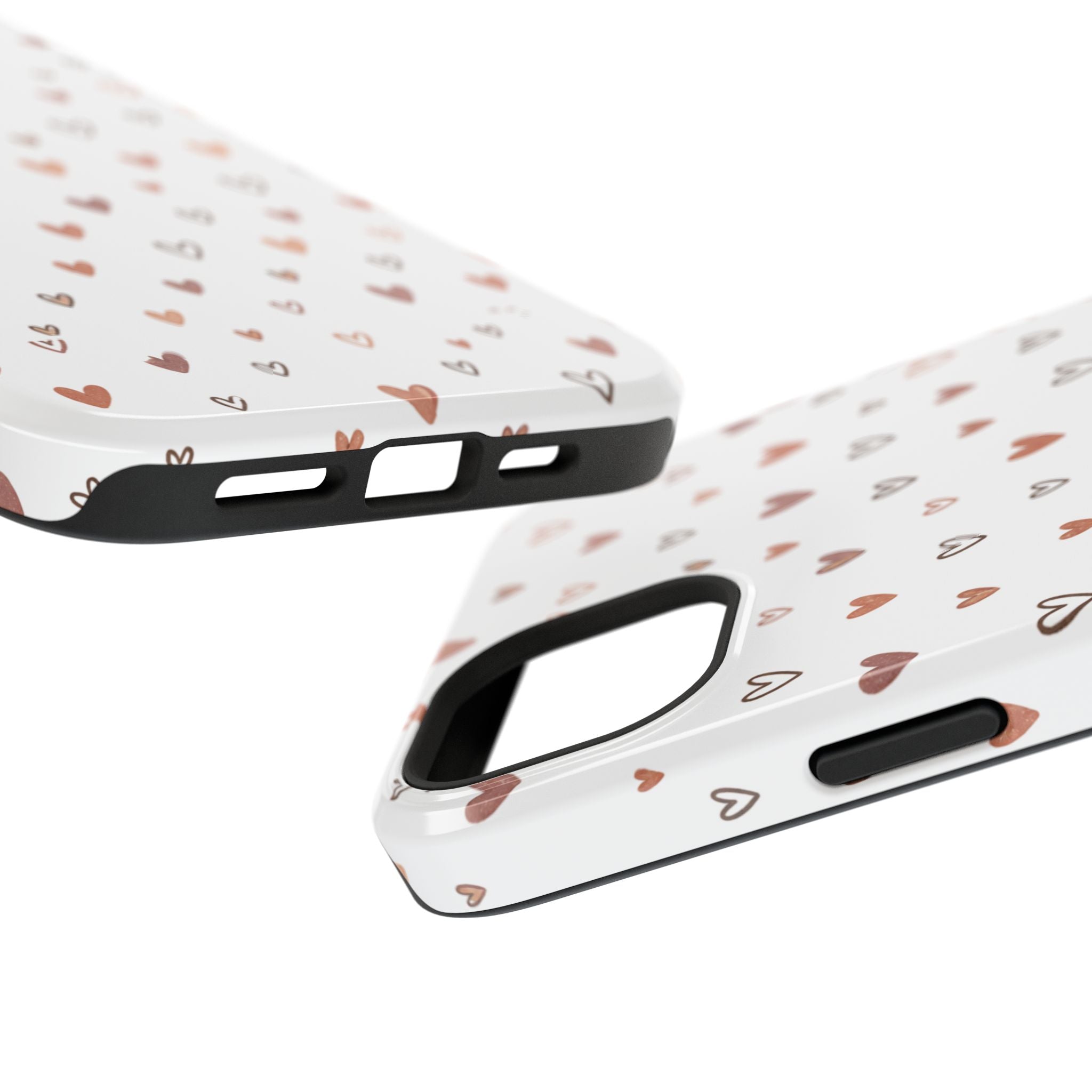Heart Doodle Impact-Resistant Phone Case — Cute Neutral Tiny Hearts Design
