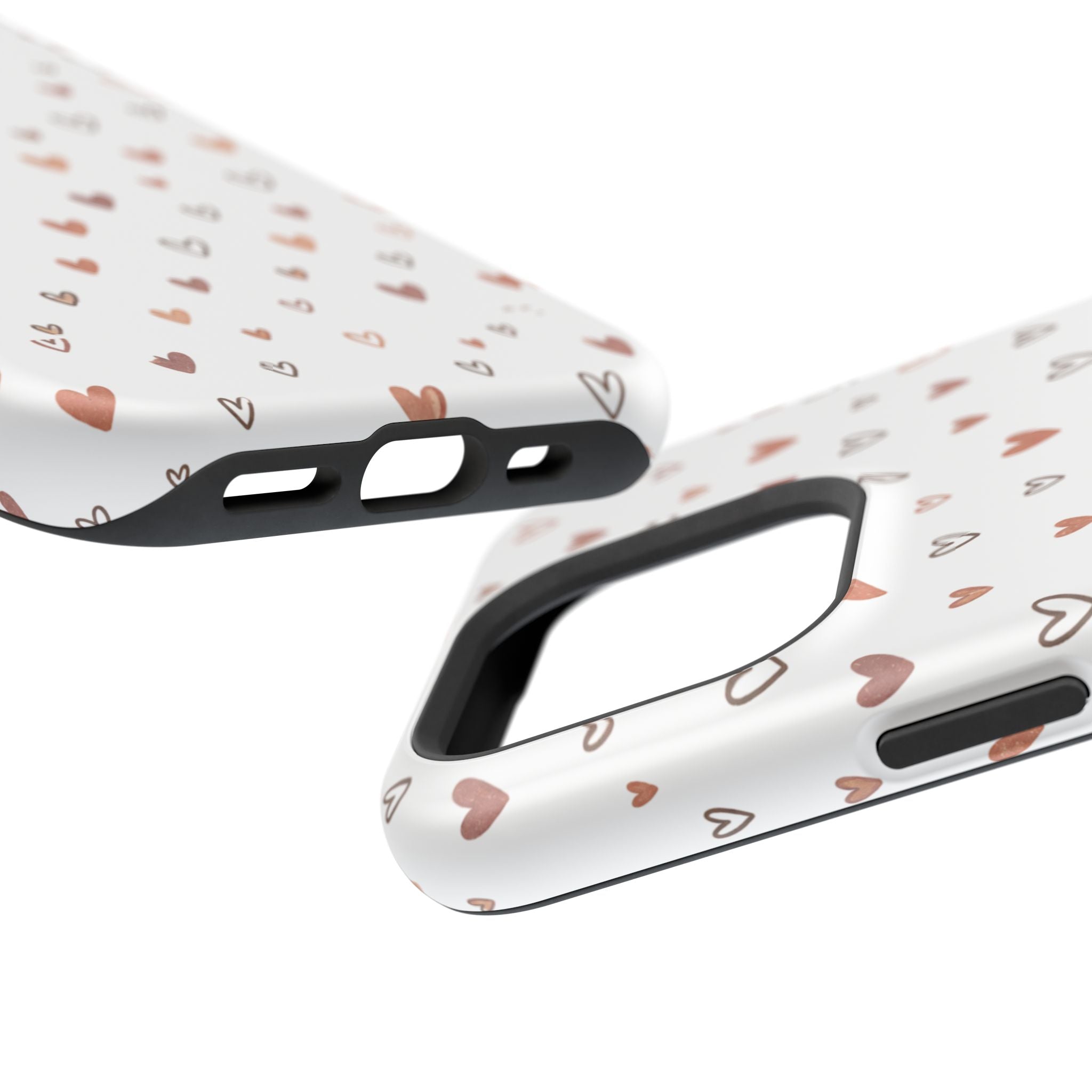 Heart Doodle Impact-Resistant Phone Case — Cute Neutral Tiny Hearts Design