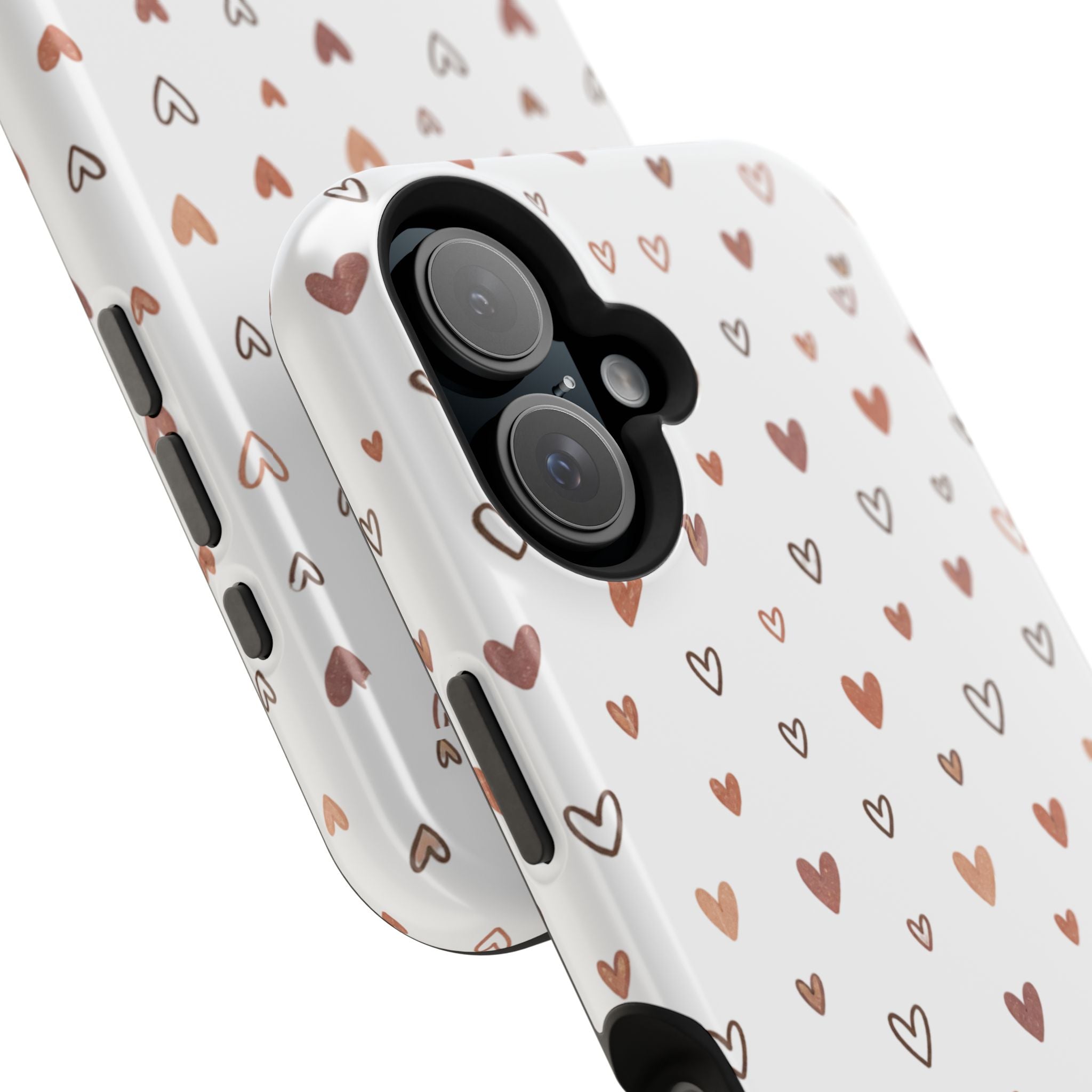 Heart Doodle Impact-Resistant Phone Case — Cute Neutral Tiny Hearts Design