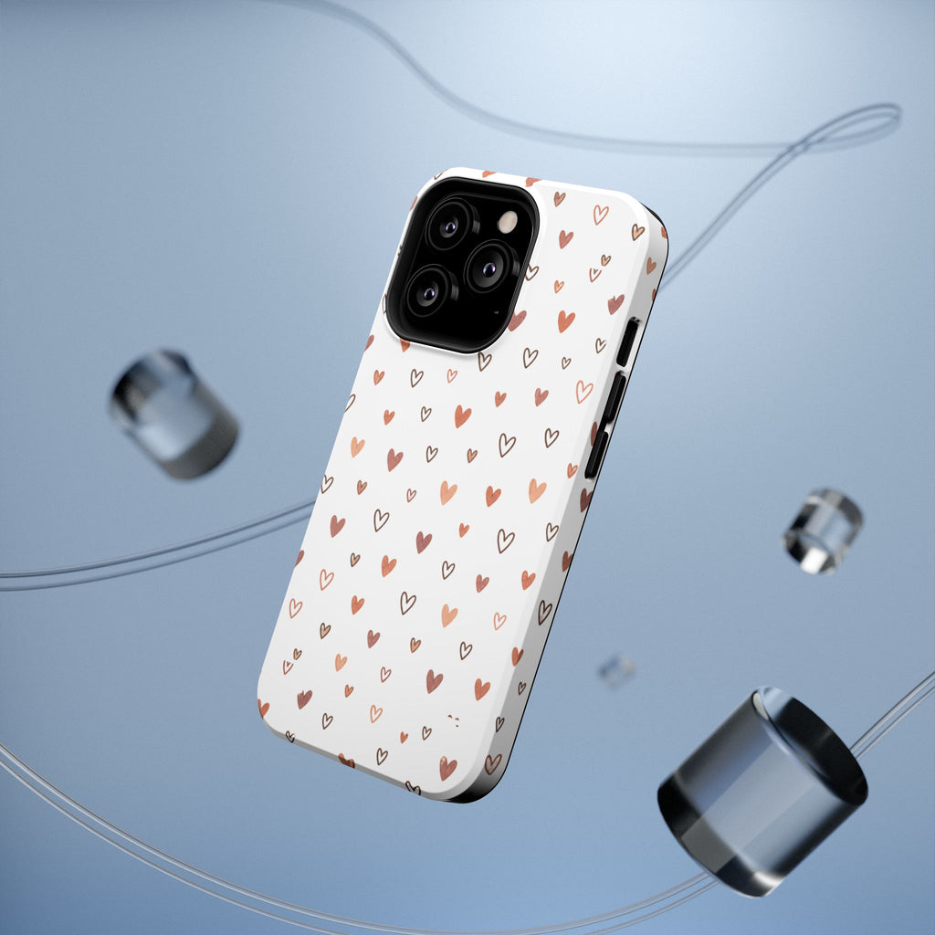 Heart Doodle Impact-Resistant Phone Case — Cute Neutral Tiny Hearts Design