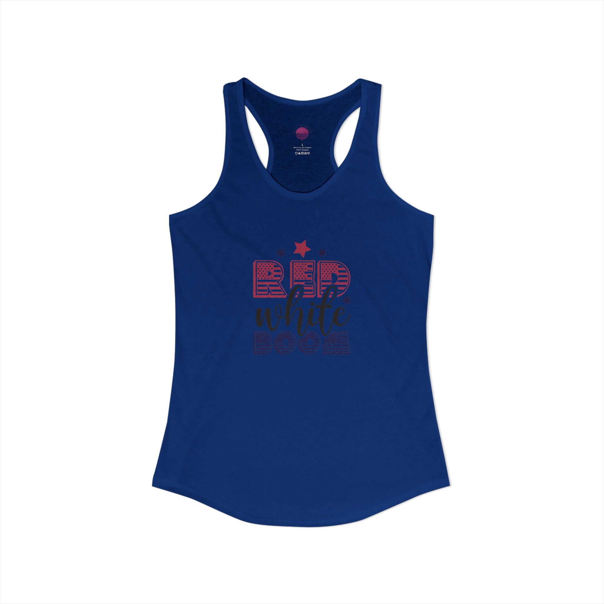 Women's Ideal Racerback Tank — Red, White, and Boom!