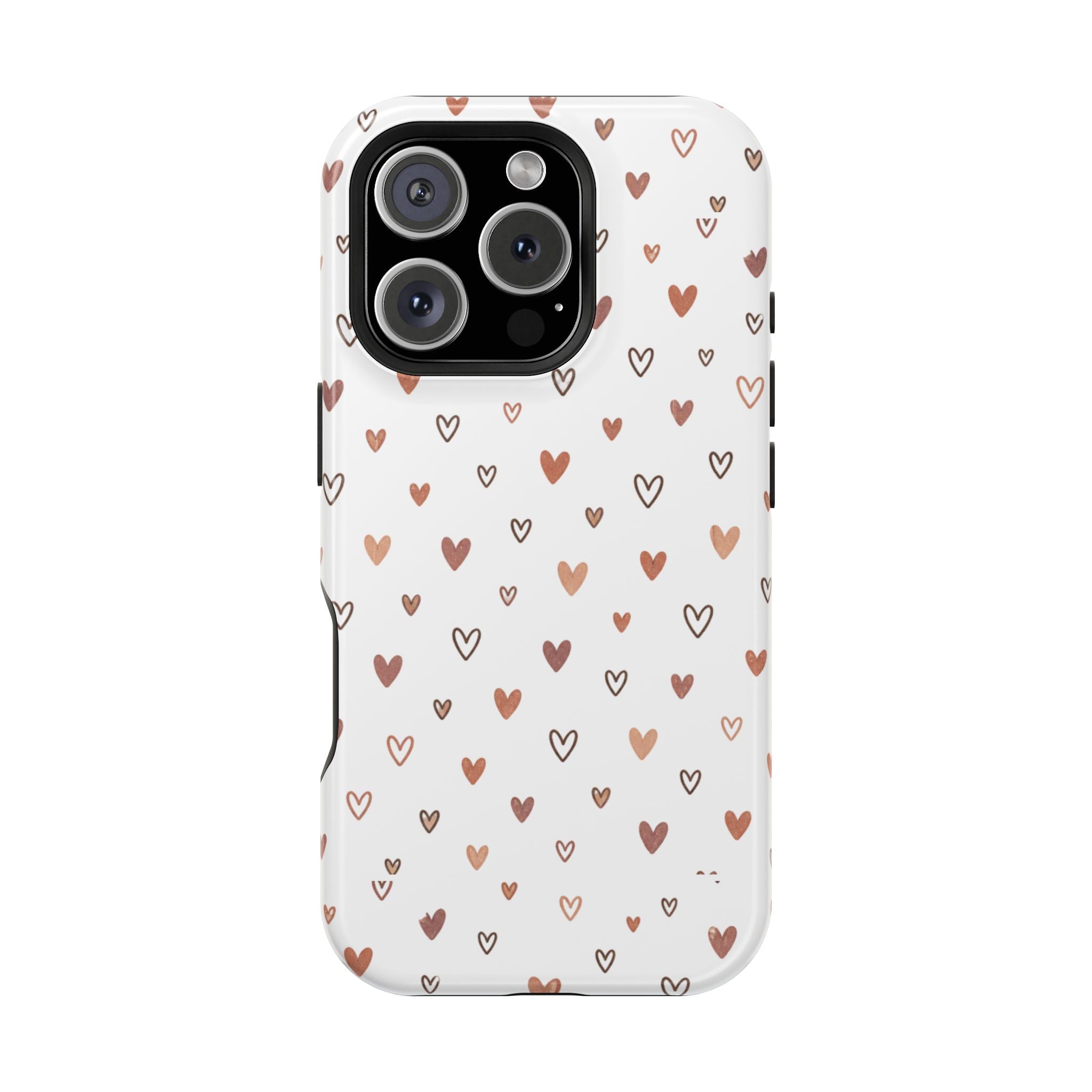 Heart Doodle Impact-Resistant Phone Case — Cute Neutral Tiny Hearts Design