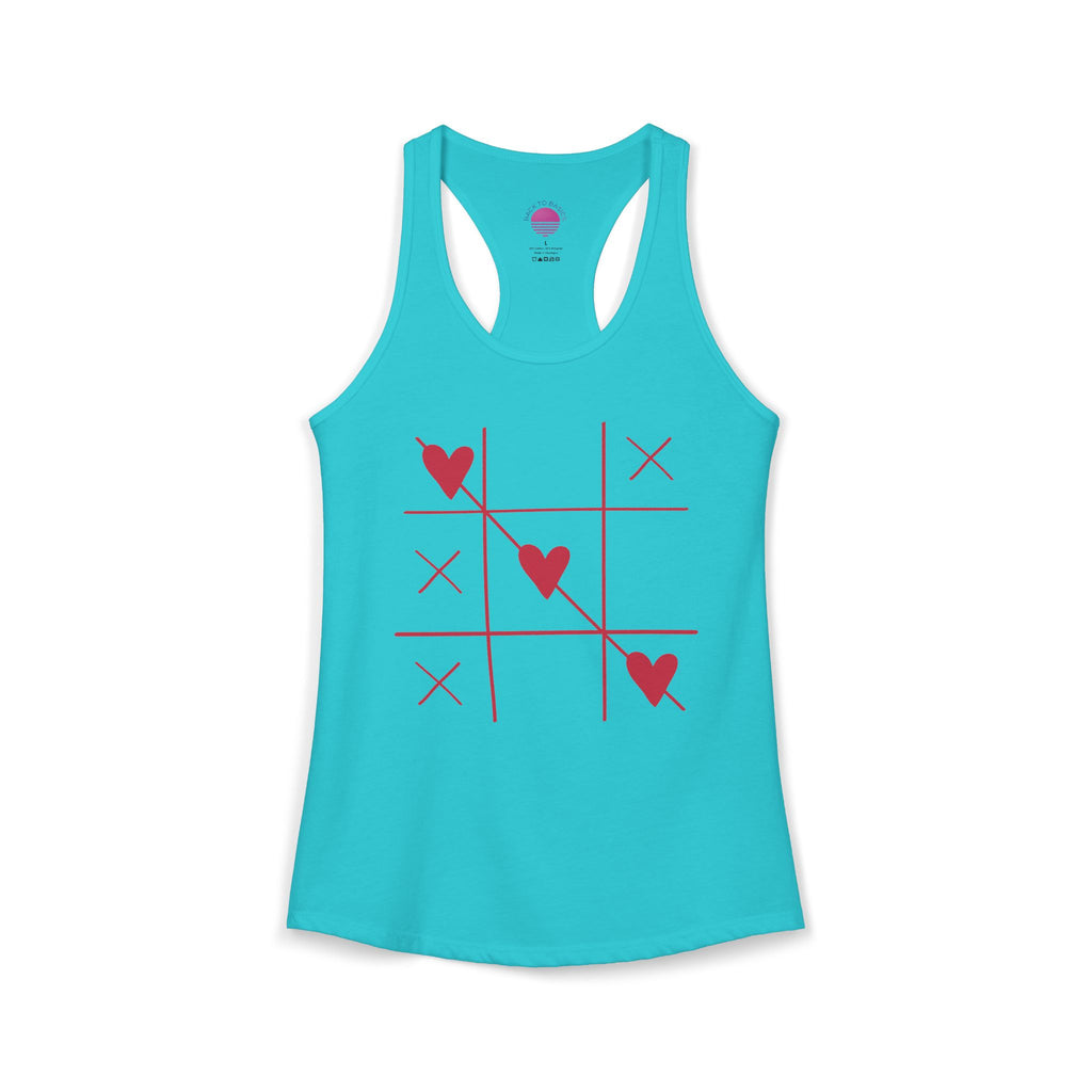 Heart Tic Tac Toe Women’s Racerback Tank — Cute Valentine’s Game Tee