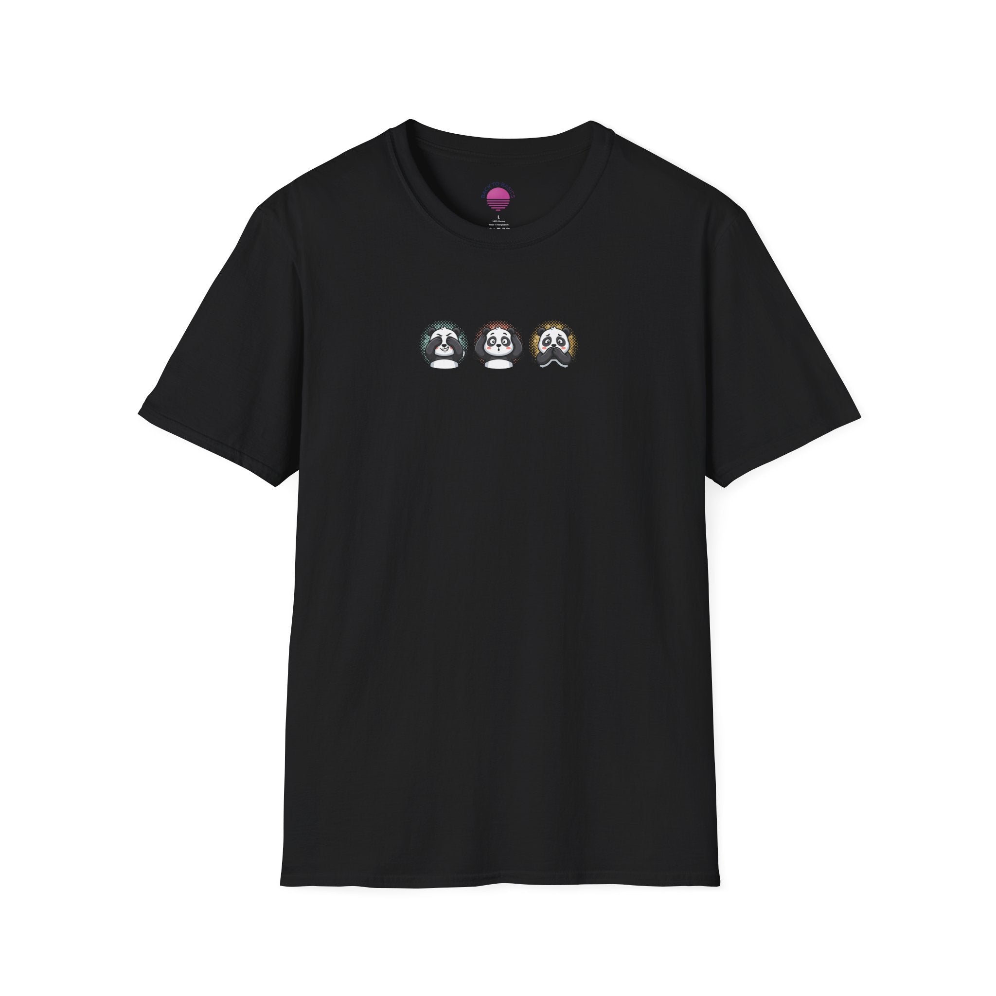 Panda Trio Graphic T-Shirt — Cute Cartoon Panda Faces Tee