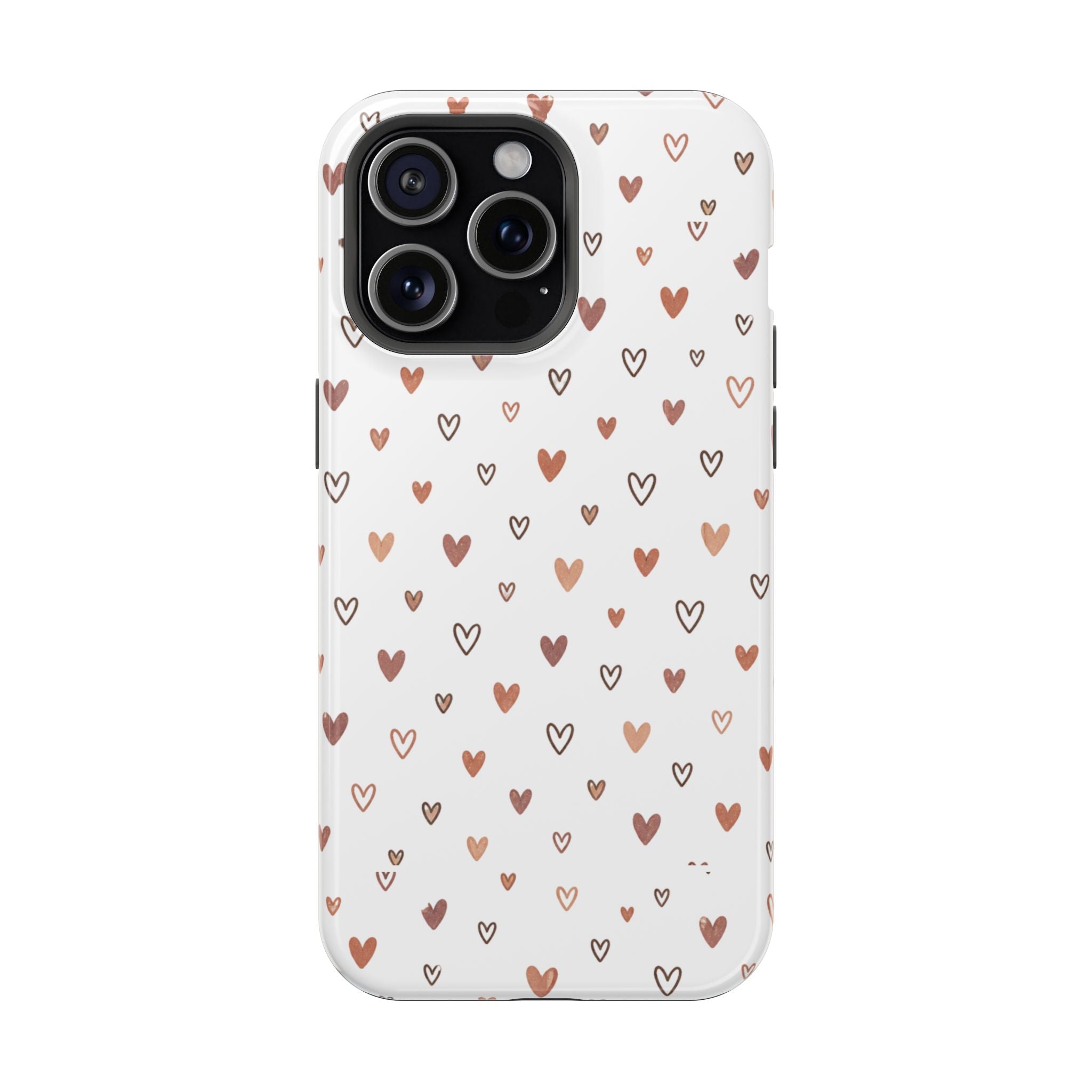 Heart Doodle Impact-Resistant Phone Case — Cute Neutral Tiny Hearts Design