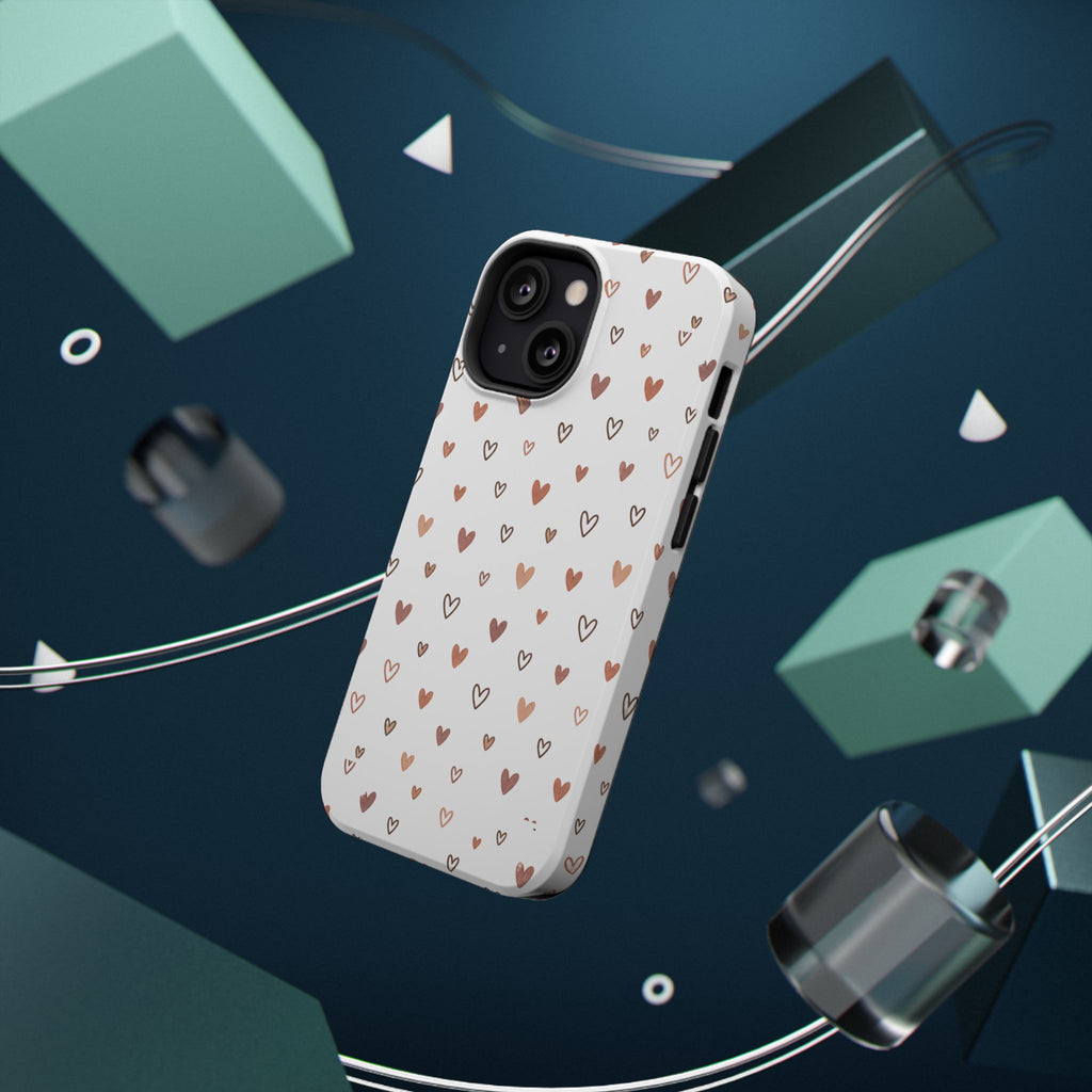 Heart Doodle Impact-Resistant Phone Case — Cute Neutral Tiny Hearts Design