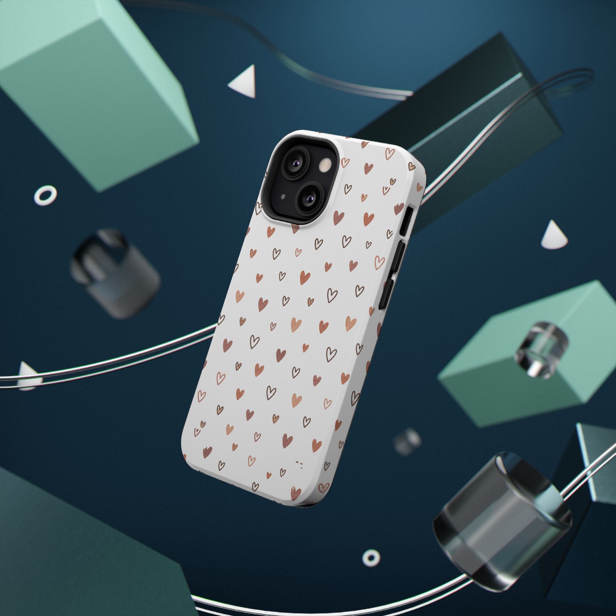Heart Doodle Impact-Resistant Phone Case — Cute Neutral Tiny Hearts Design