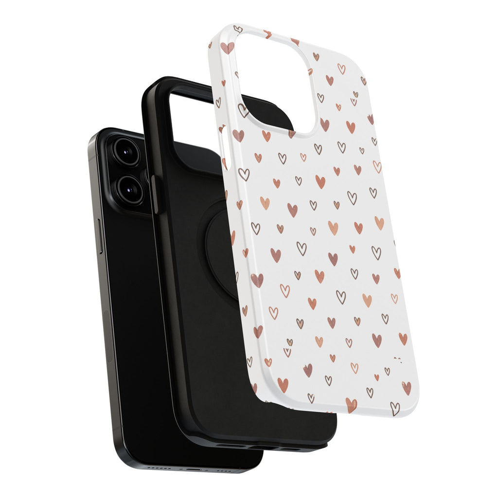 Heart Doodle Impact-Resistant Phone Case — Cute Neutral Tiny Hearts Design