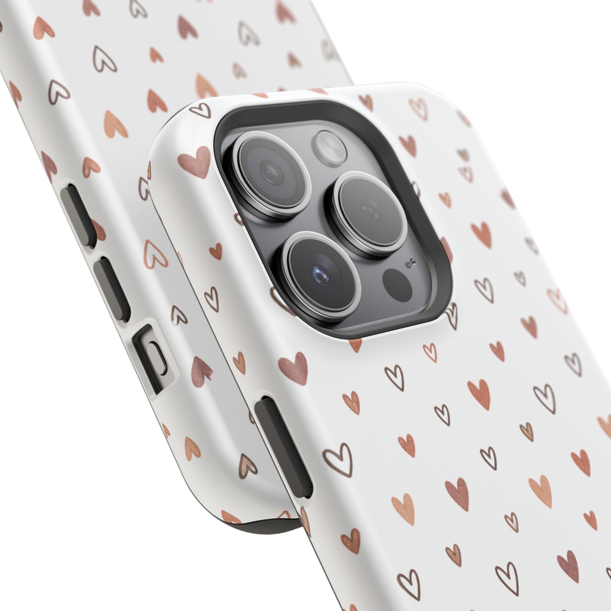 Heart Doodle Impact-Resistant Phone Case — Cute Neutral Tiny Hearts Design