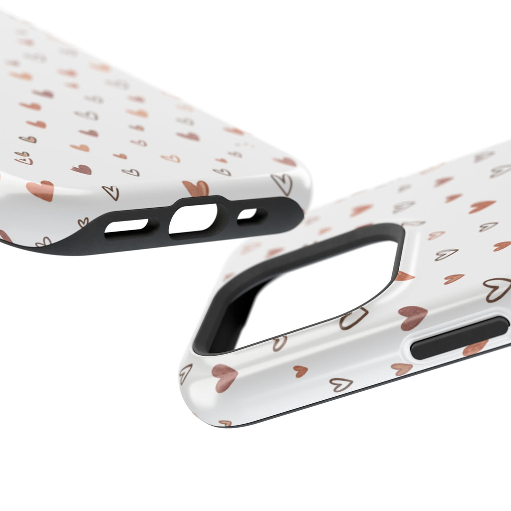 Heart Doodle Impact-Resistant Phone Case — Cute Neutral Tiny Hearts Design