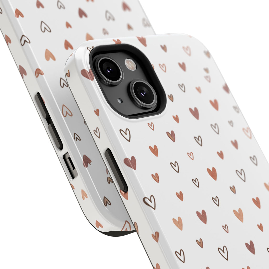 Heart Doodle Impact-Resistant Phone Case — Cute Neutral Tiny Hearts Design